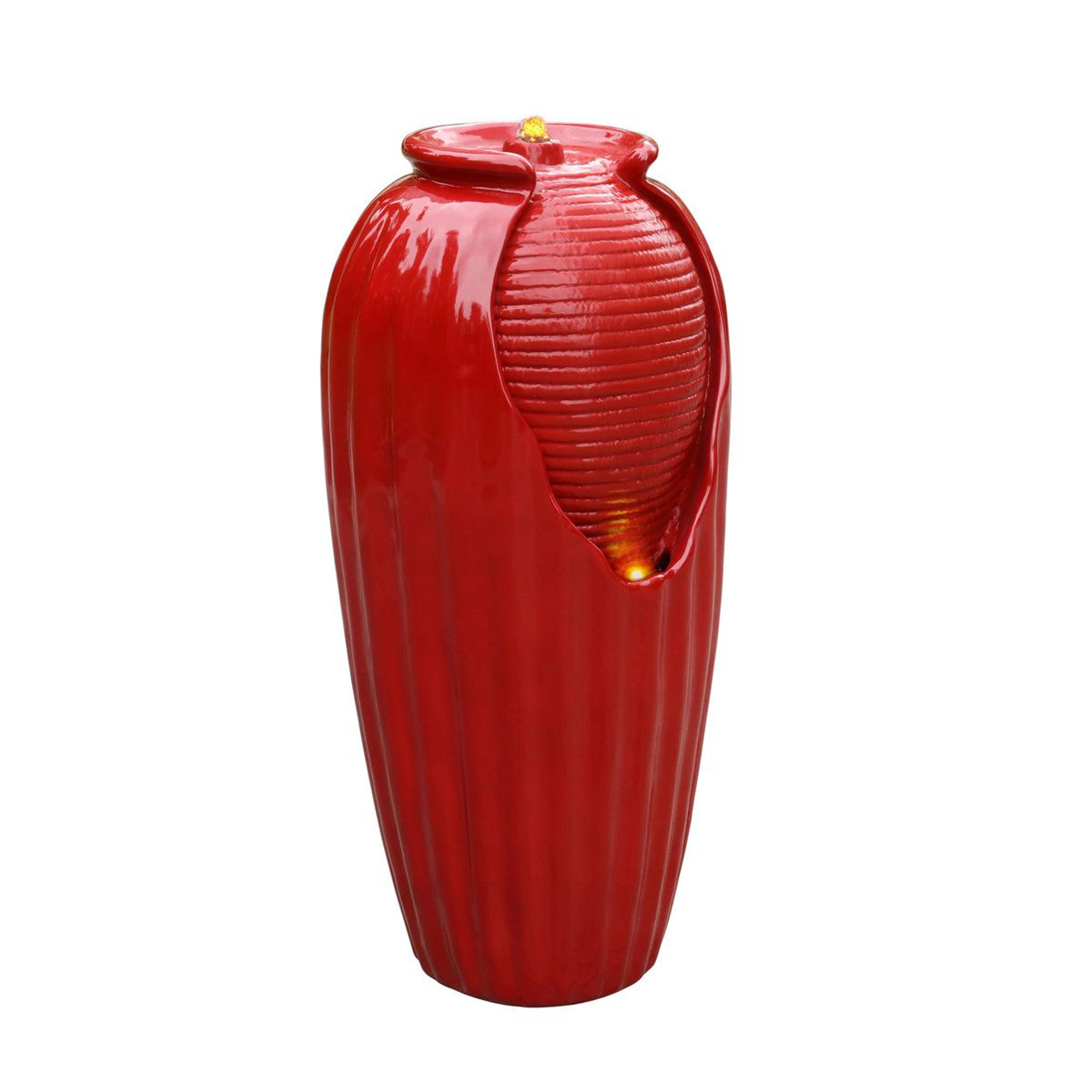 32 inch outdoor water fountain with led lights weather resistant urn water feature