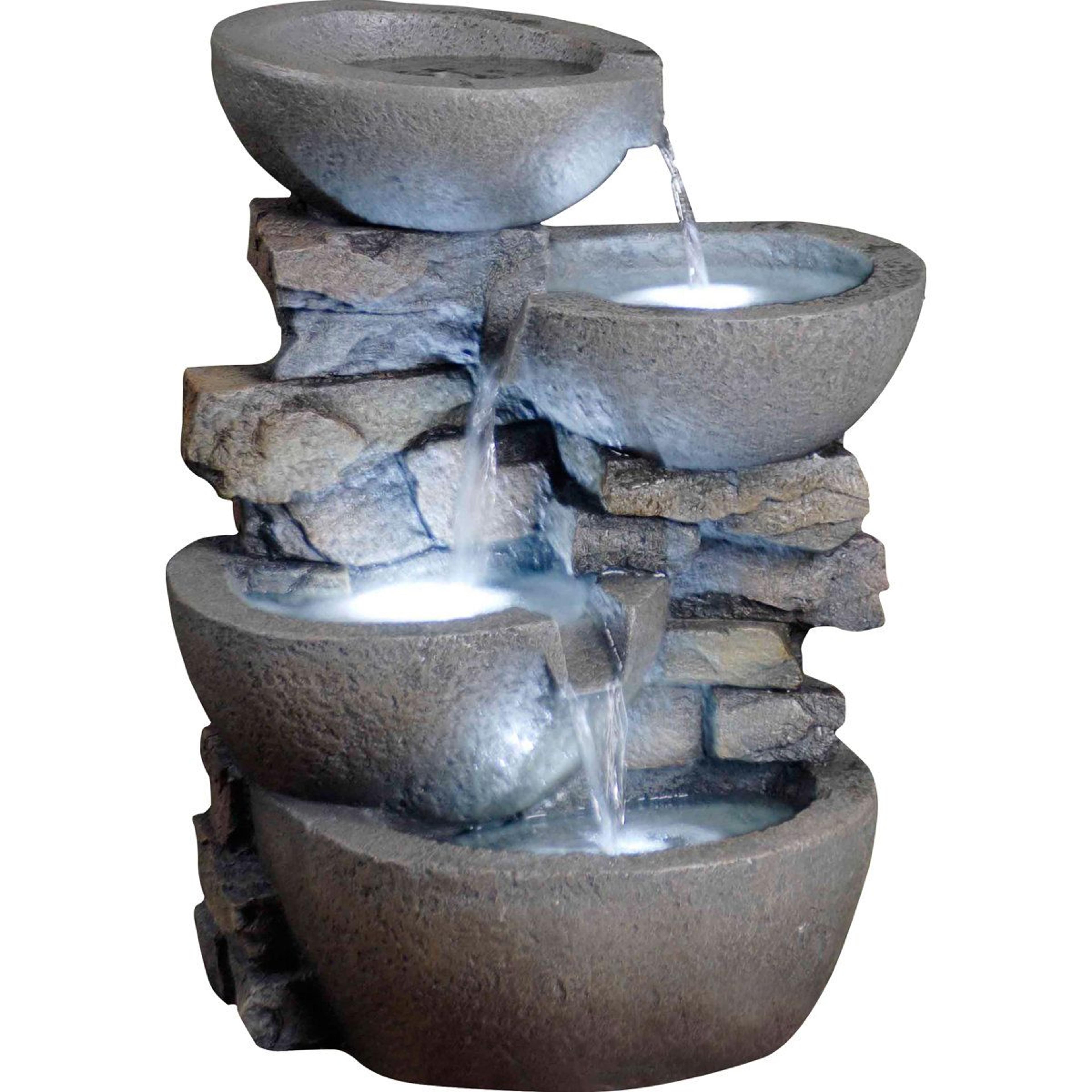 modern outdoor cascade fountain with led lights tiered water feature for patio and garden