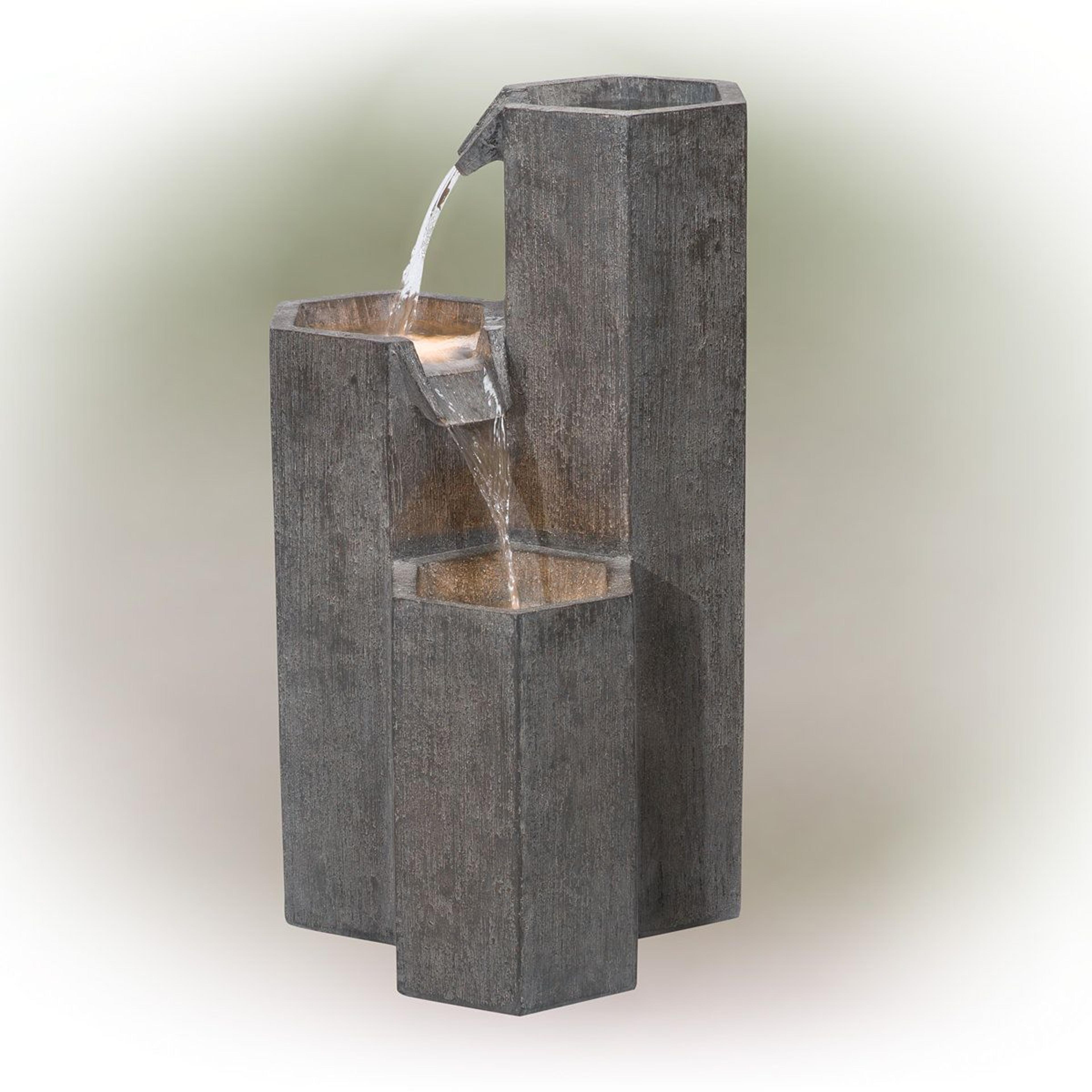 romolo 25 inch three tier outdoor fountain with led lights