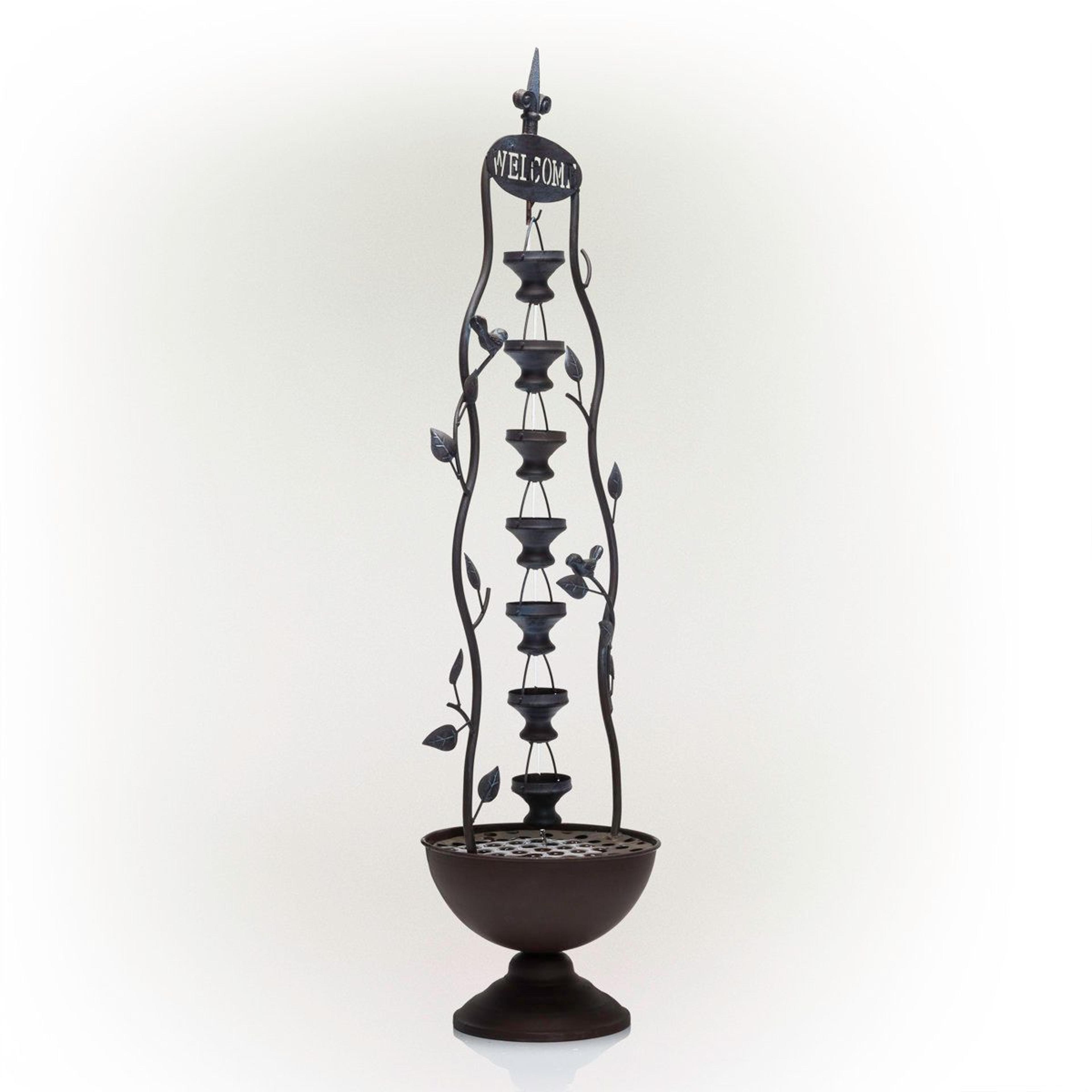 bronze tiered outdoor water fountain for rustic garden decor