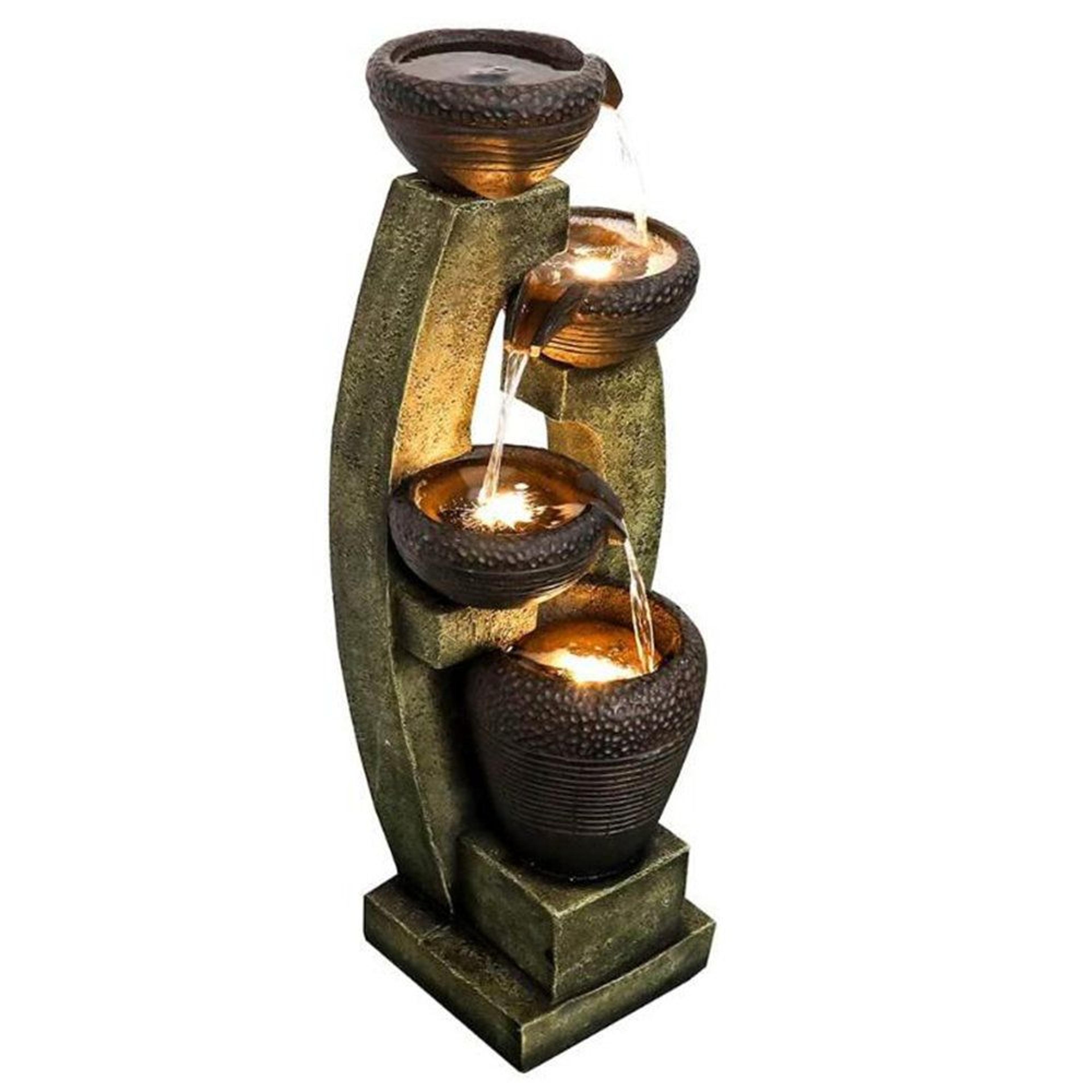 modern outdoor floor fountain with led lights weather resistant resin garden water feature