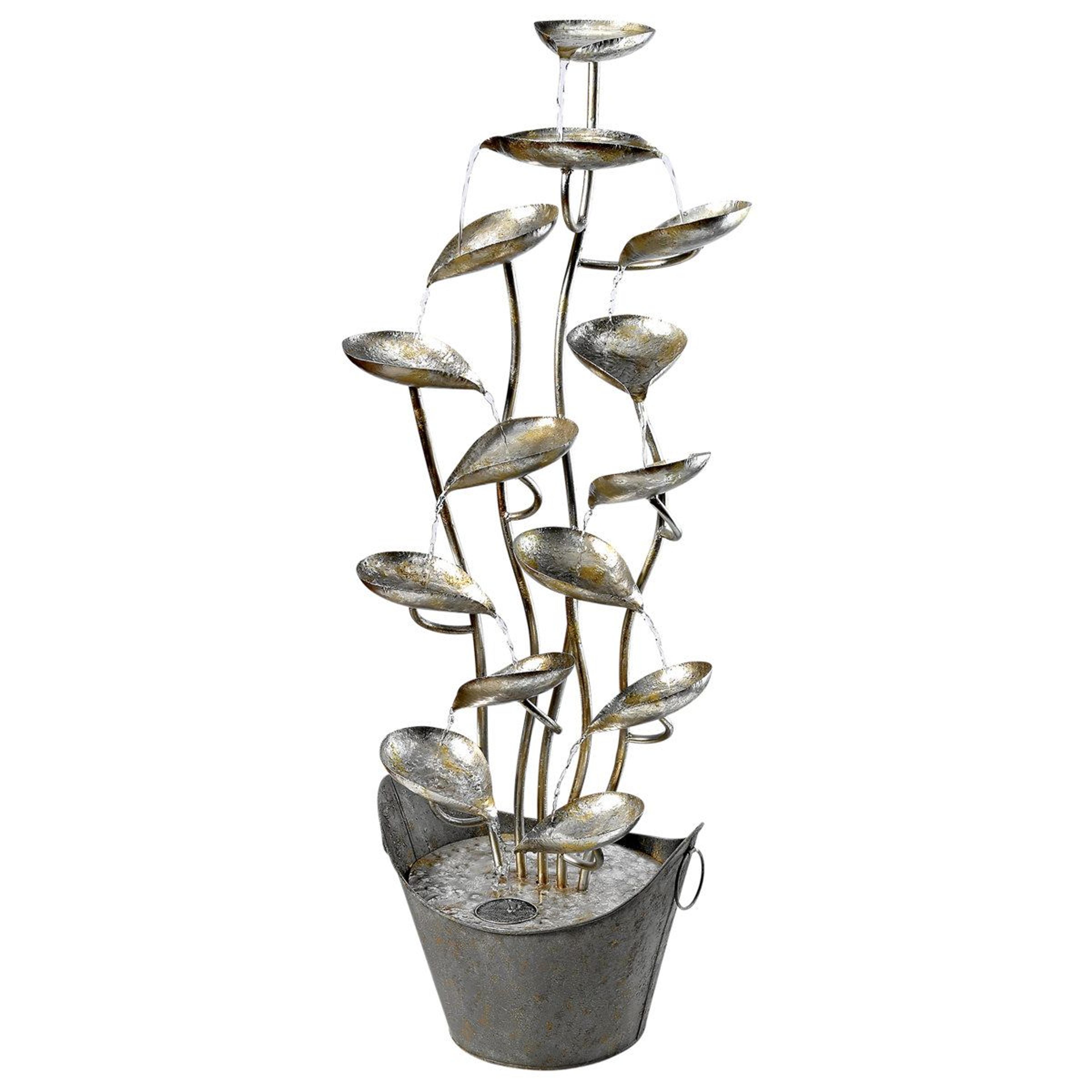 handcrafted metal leaf cascading water fountain for outdoor garden and patio