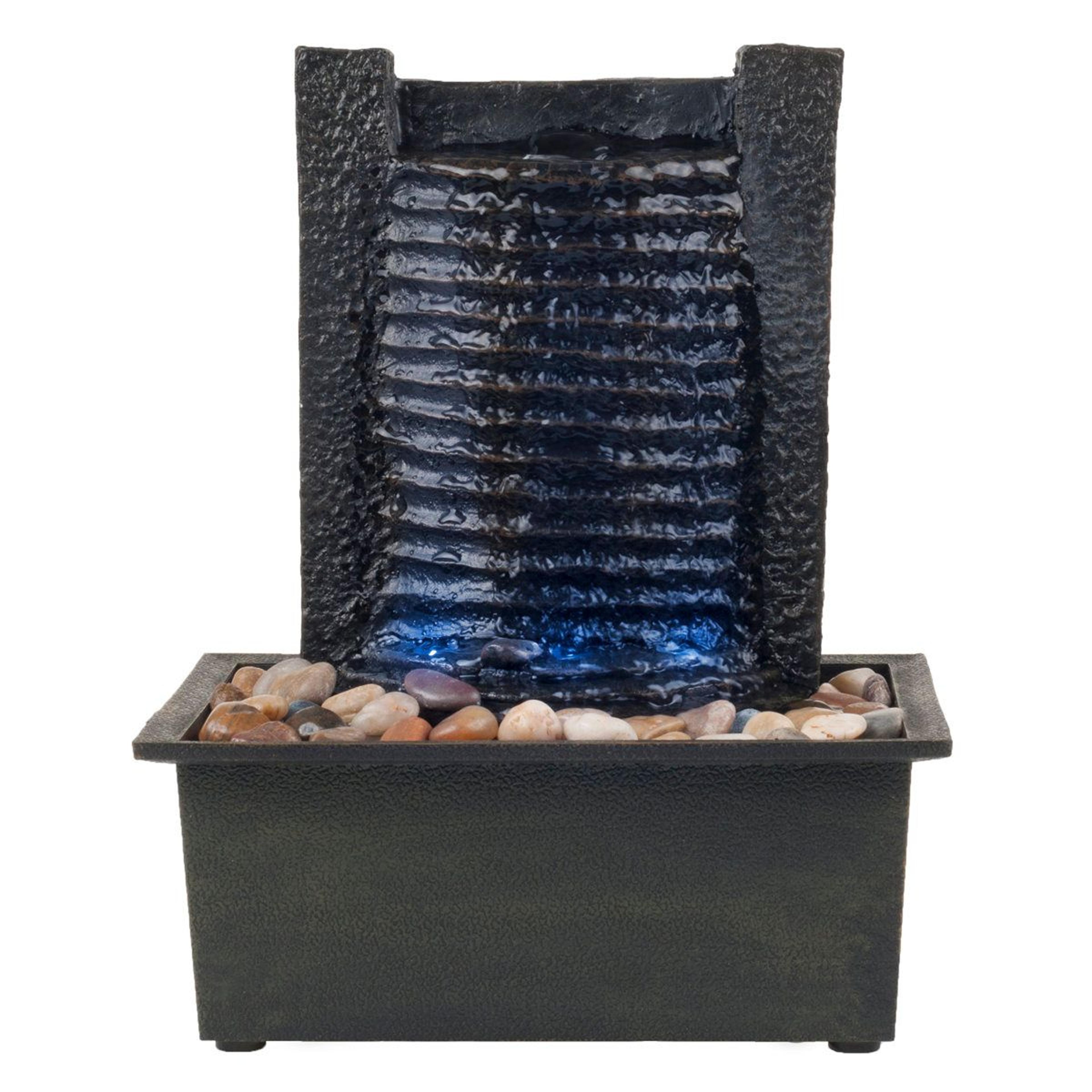 3 tier indoor water fountain with led lights tabletop waterfall