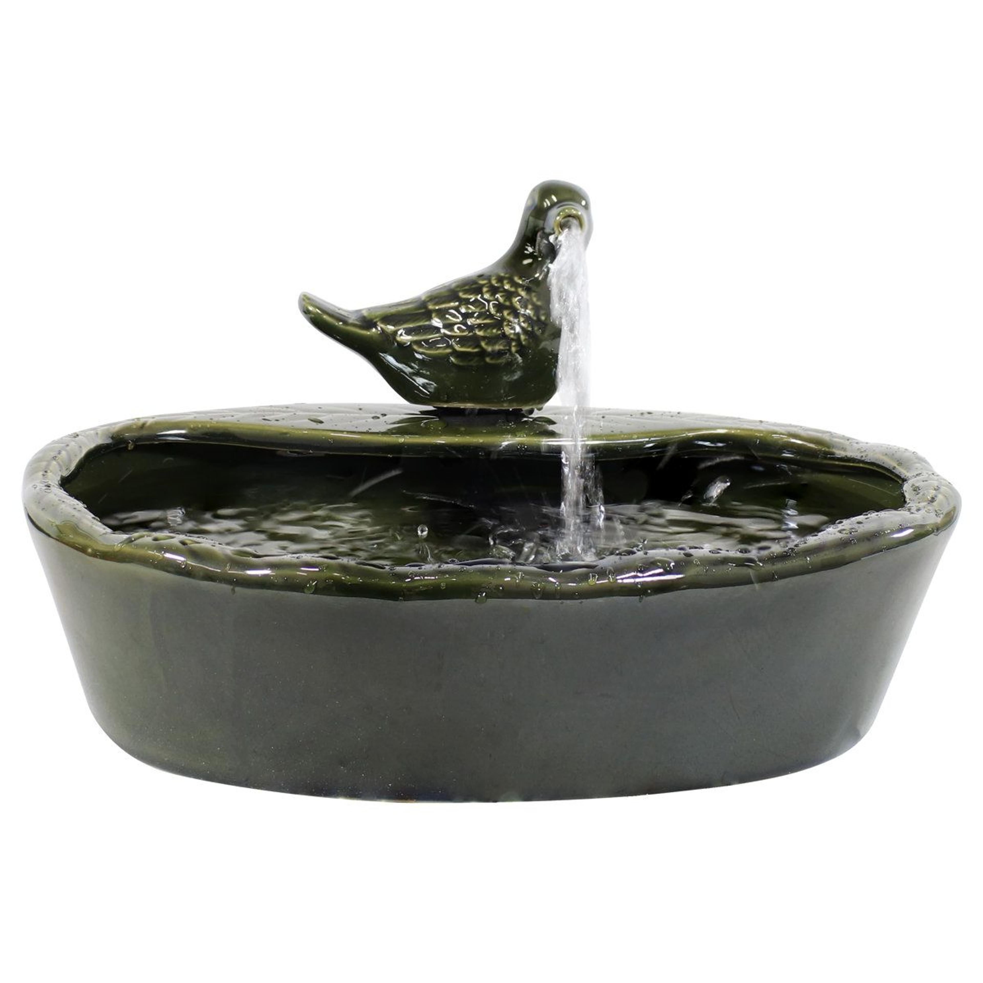avidan dove green glazed ceramic solar garden water fountain