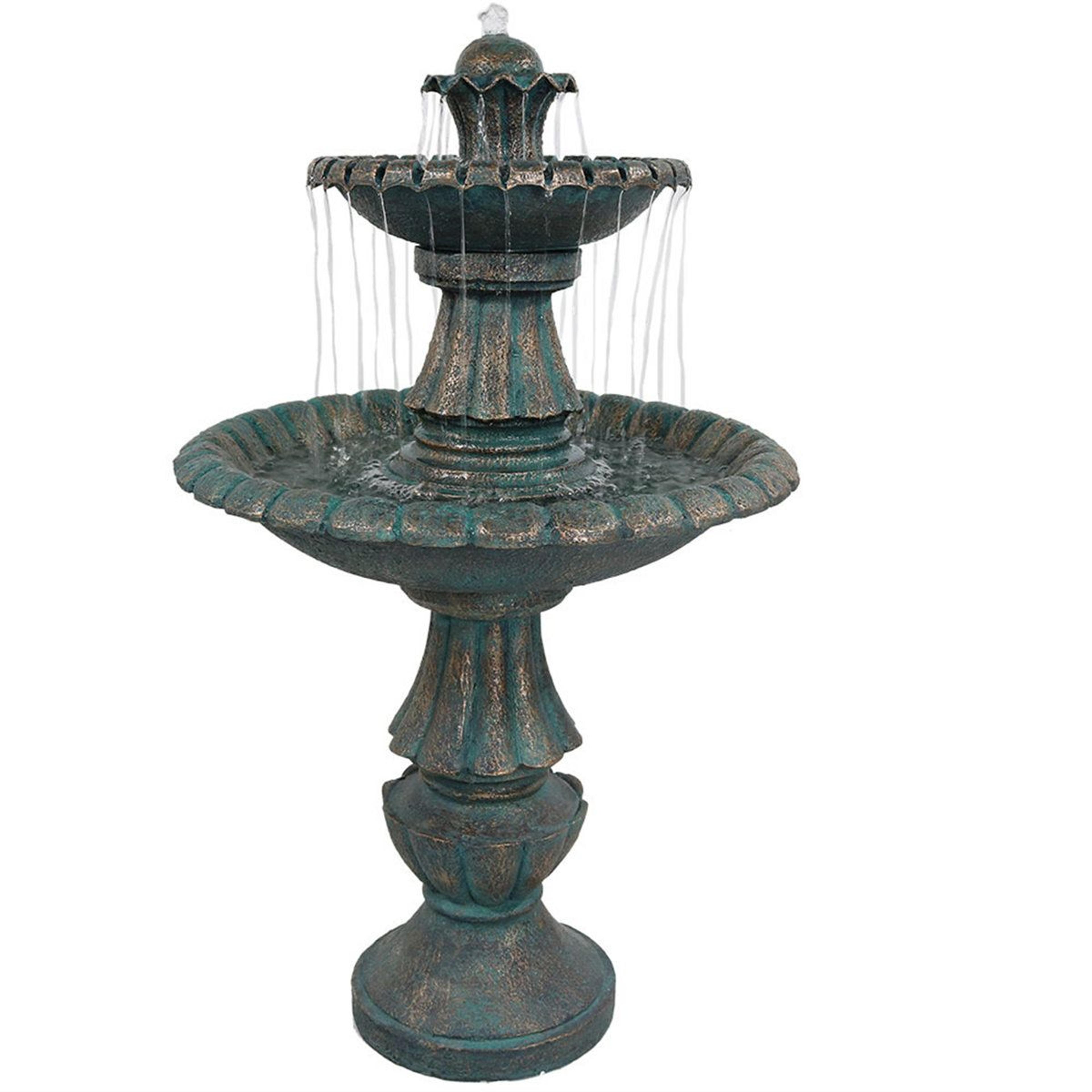 alvis traditional dark green 2 tier outdoor water fountain