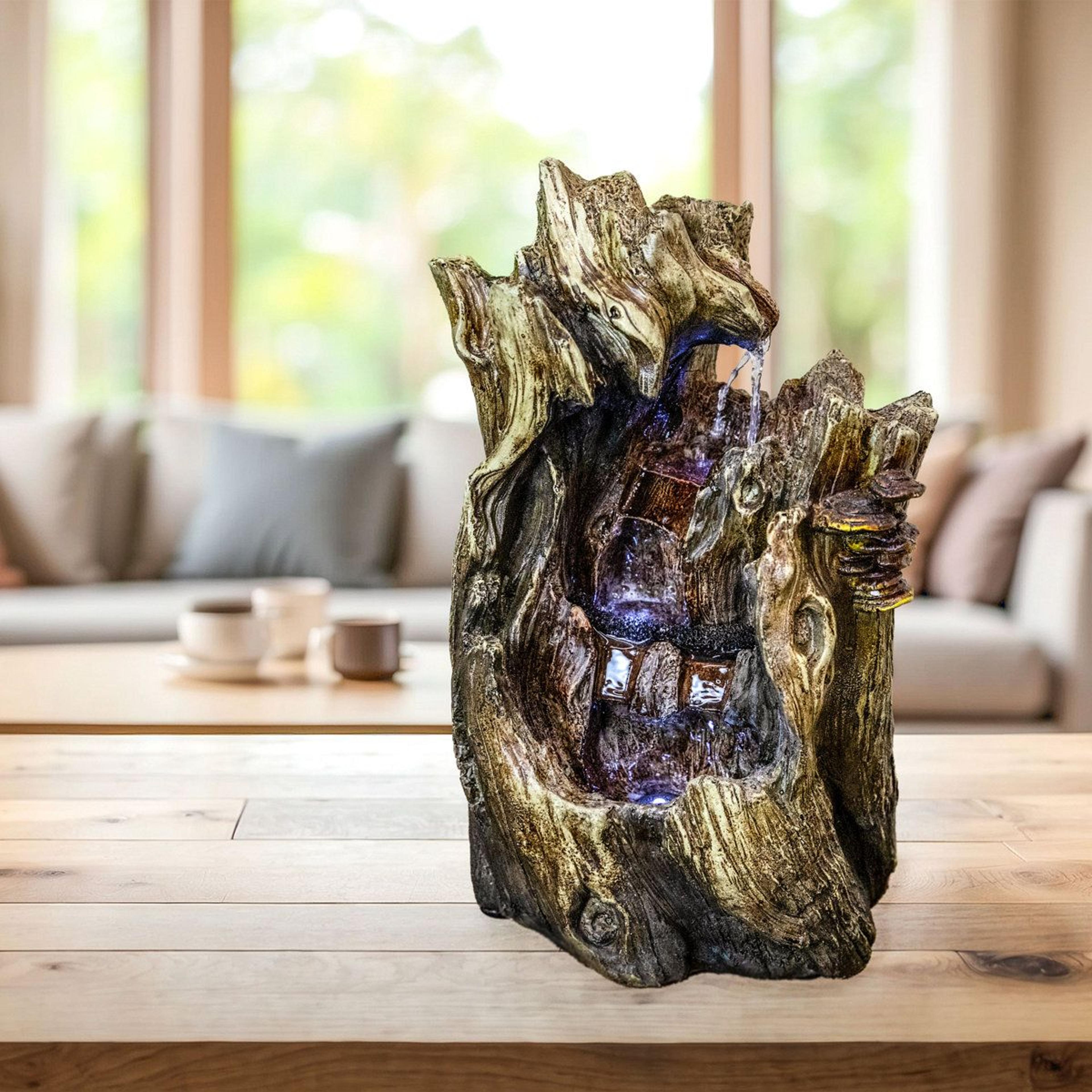 dale rustic rock tabletop waterfall fountain with led lights