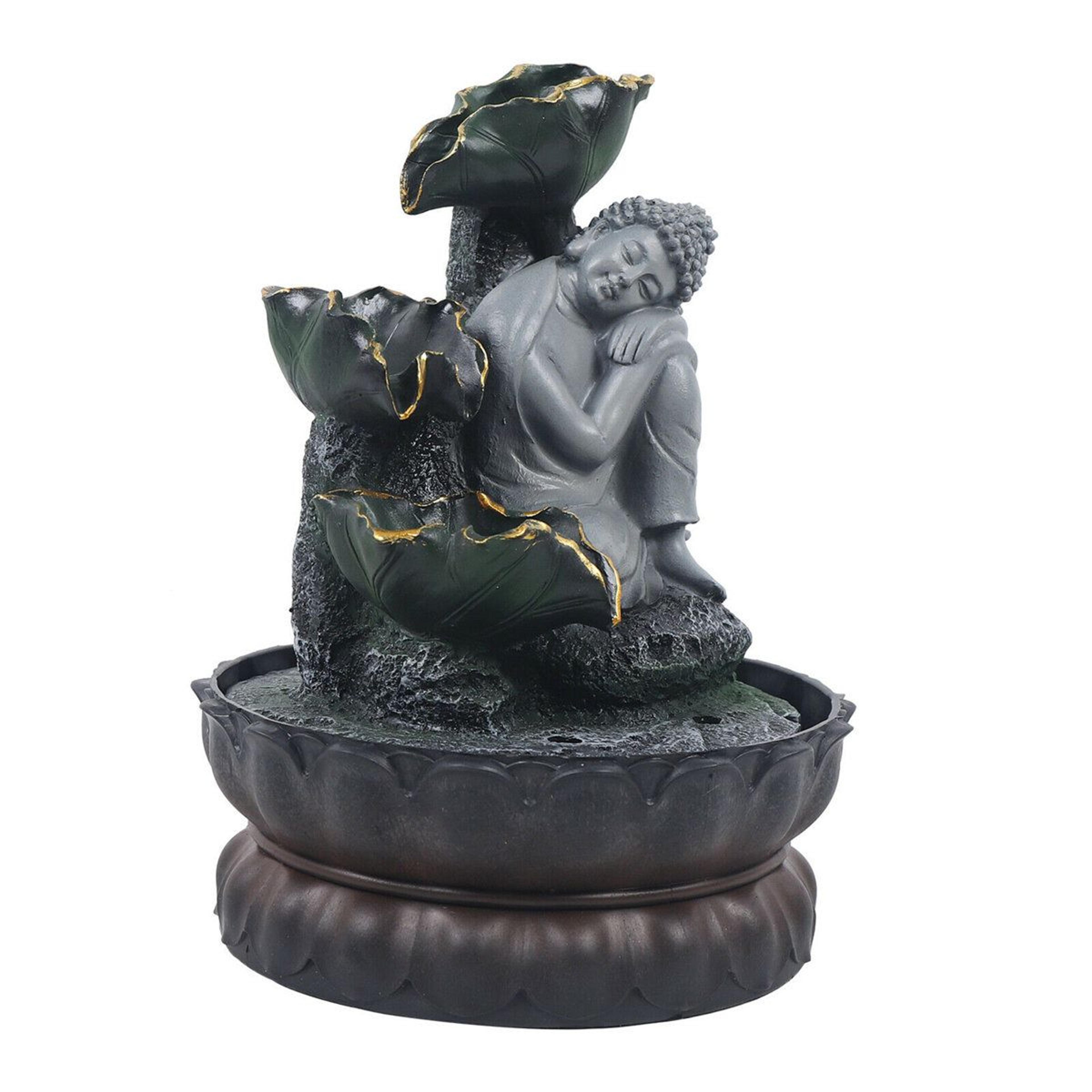 handcrafted buddha tabletop water fountain with led lights for zen decor