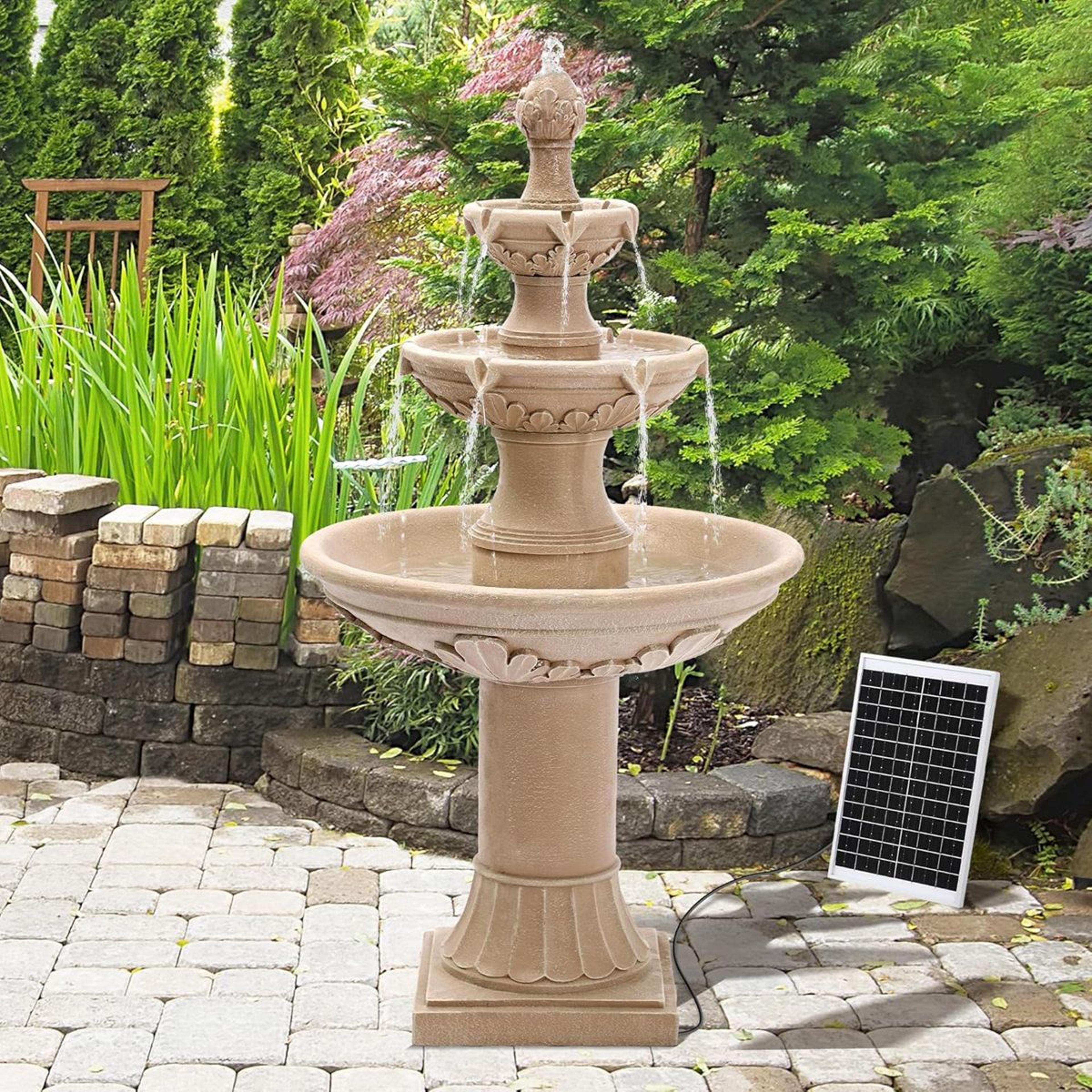italian solar cascading water fountain outdoor garden decor with solar pump