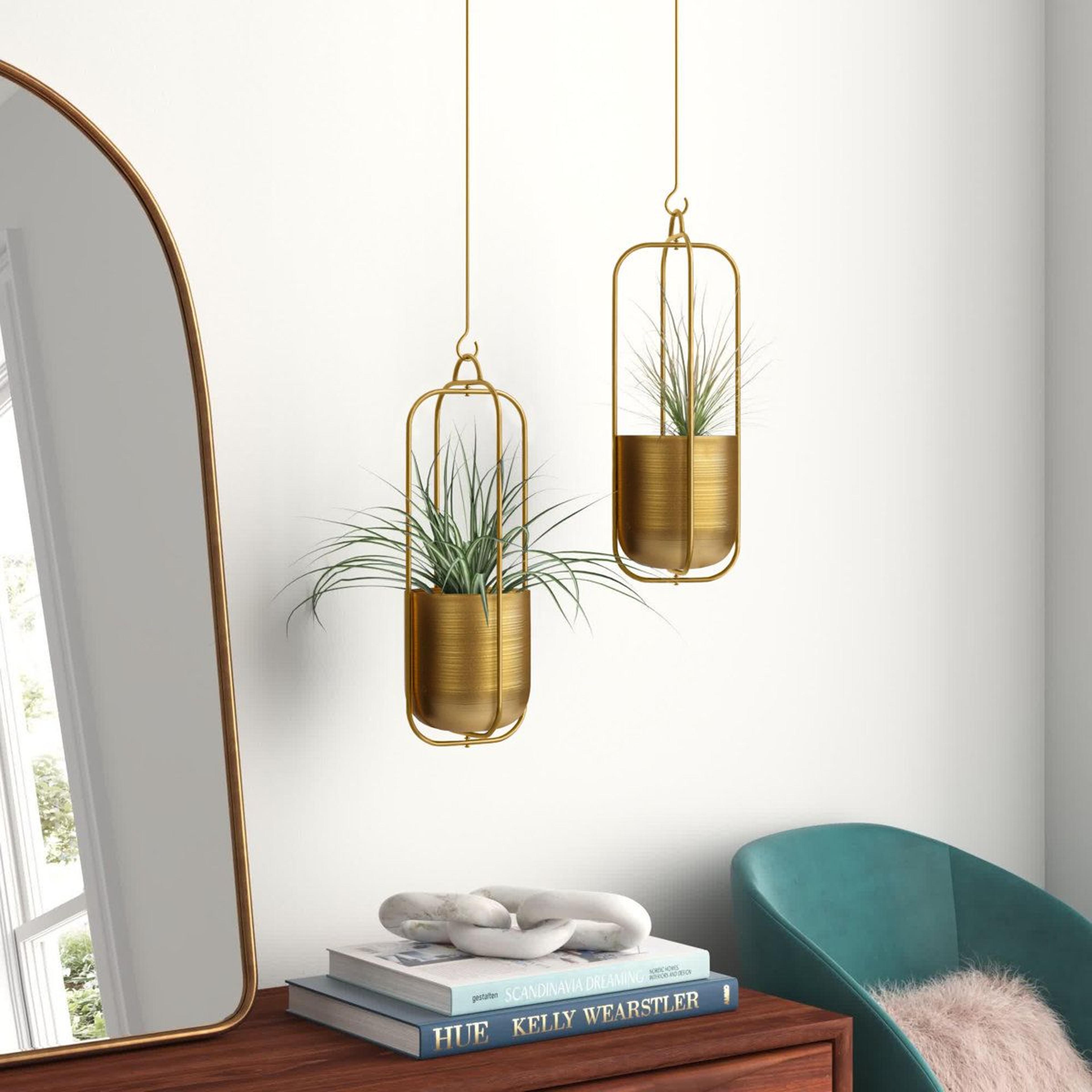 jansen modern metal hanging planters set of 2 indoor hanging planter
