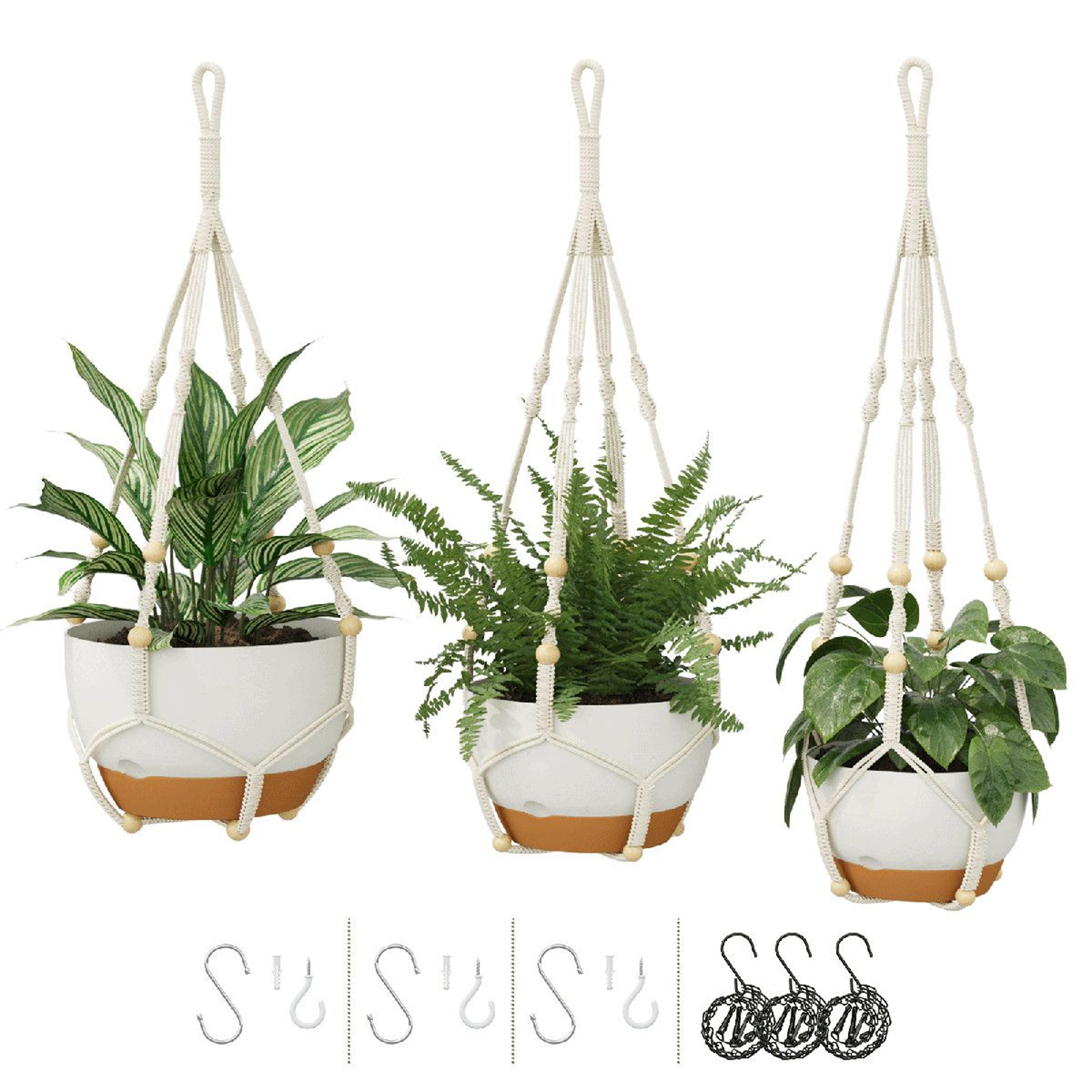 3 pack macrame plant hangers self watering hanging planters