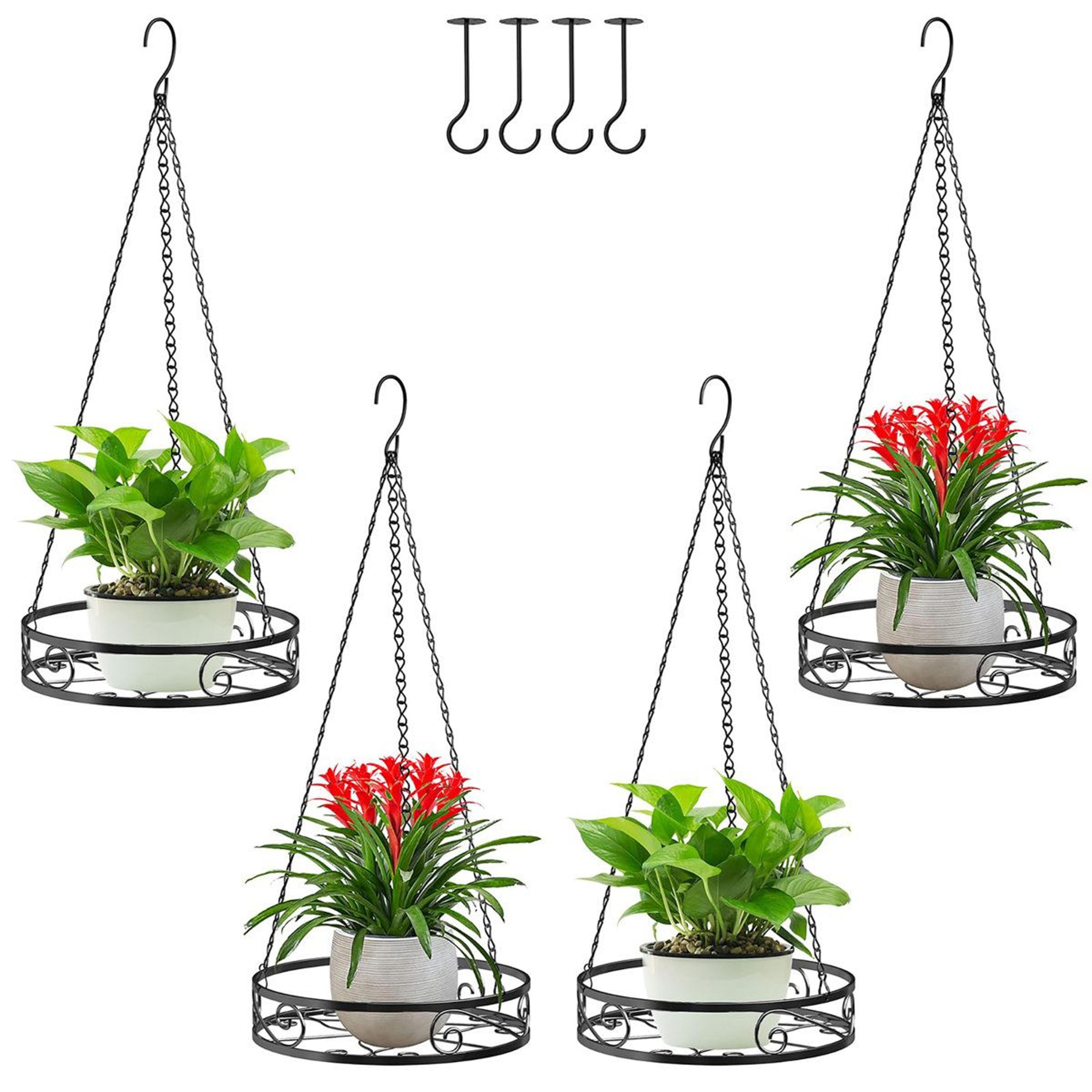 4 pack indoor hanging planter metal plant hanger with chains and hooks