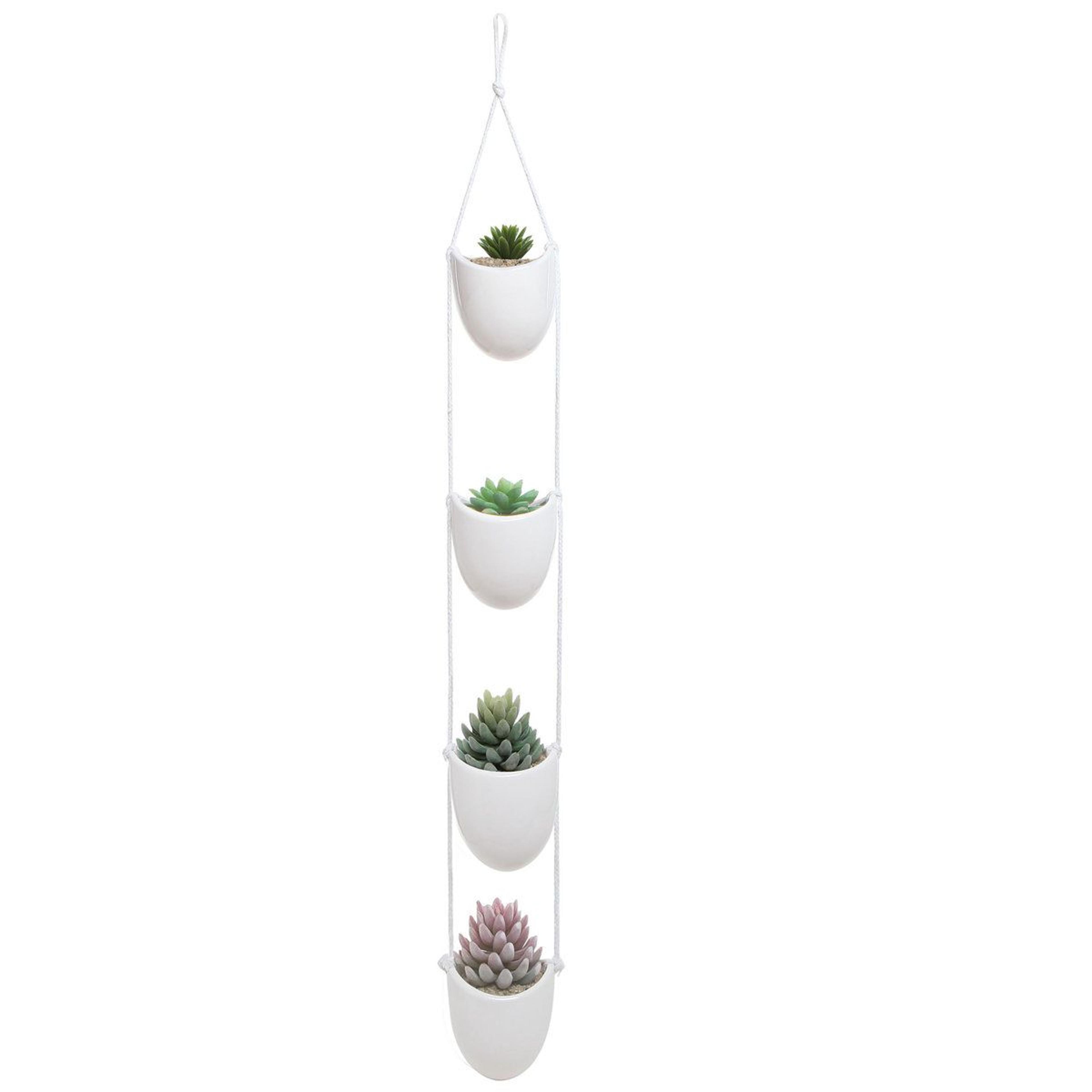 4 tier ceramic hanging planter indoor plant hanger for small space plant decor