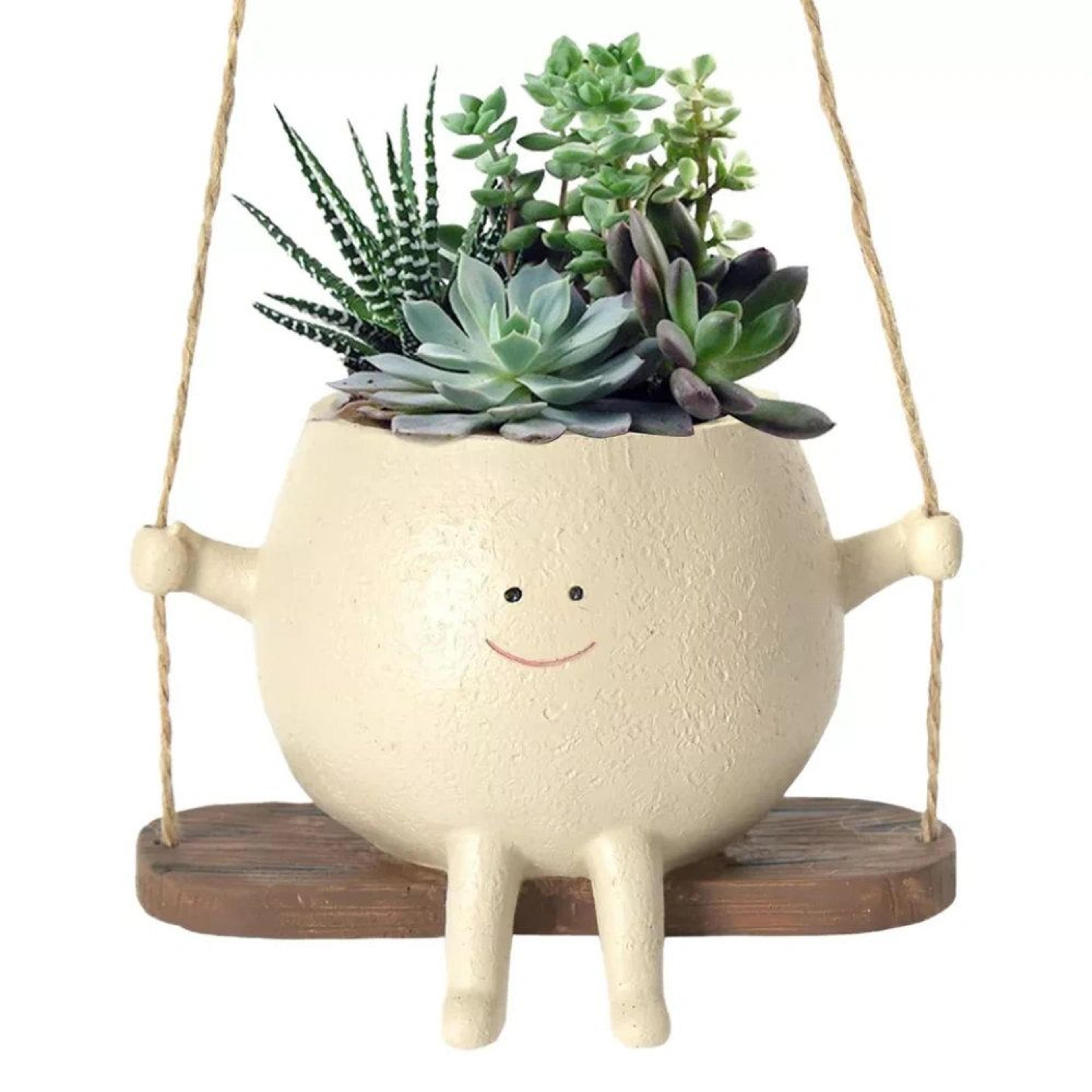 ellerey swing face resin hanging planter indoor outdoor garden pot