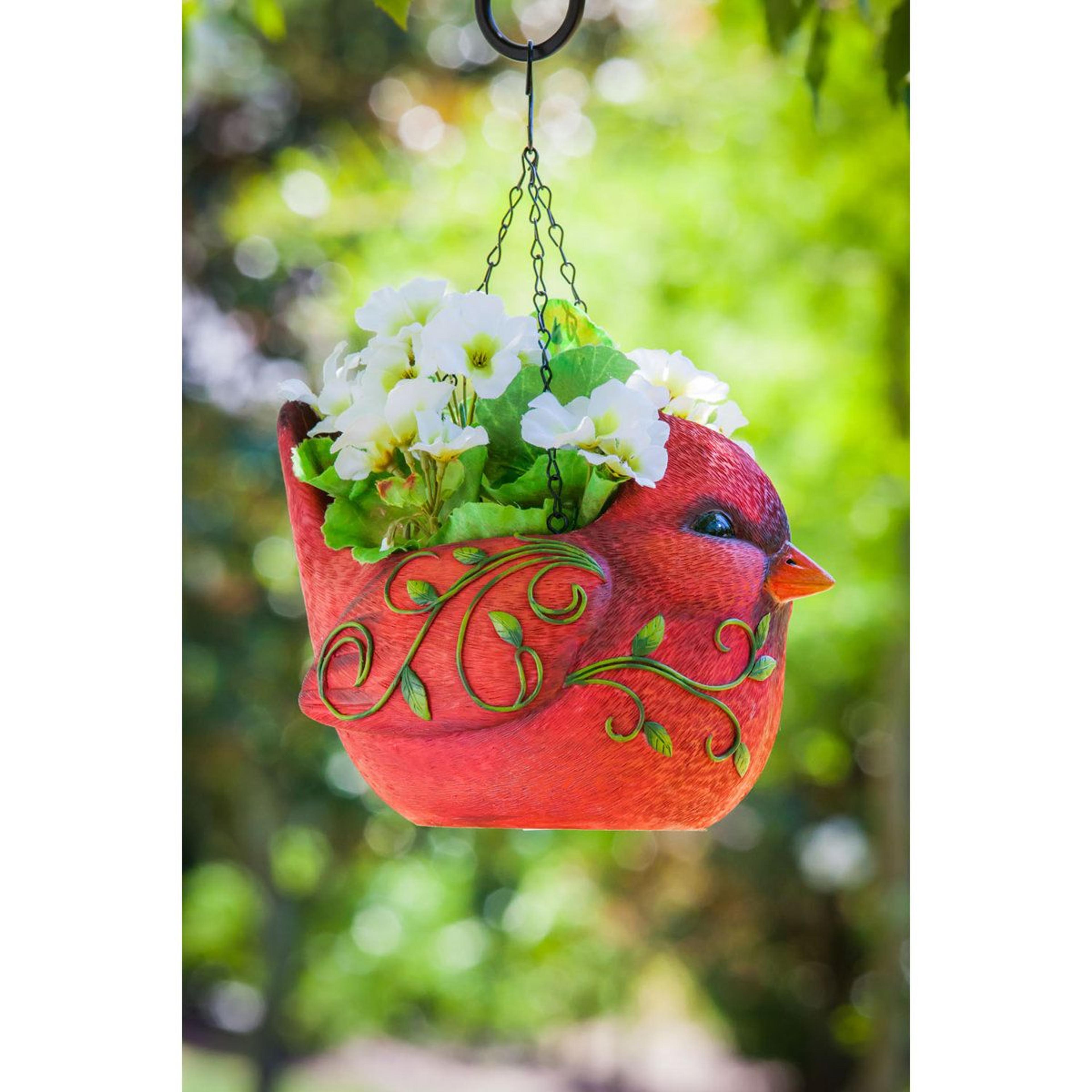 lark manor aniketh cardinal hanging planter resin indoor outdoor porch plant pot