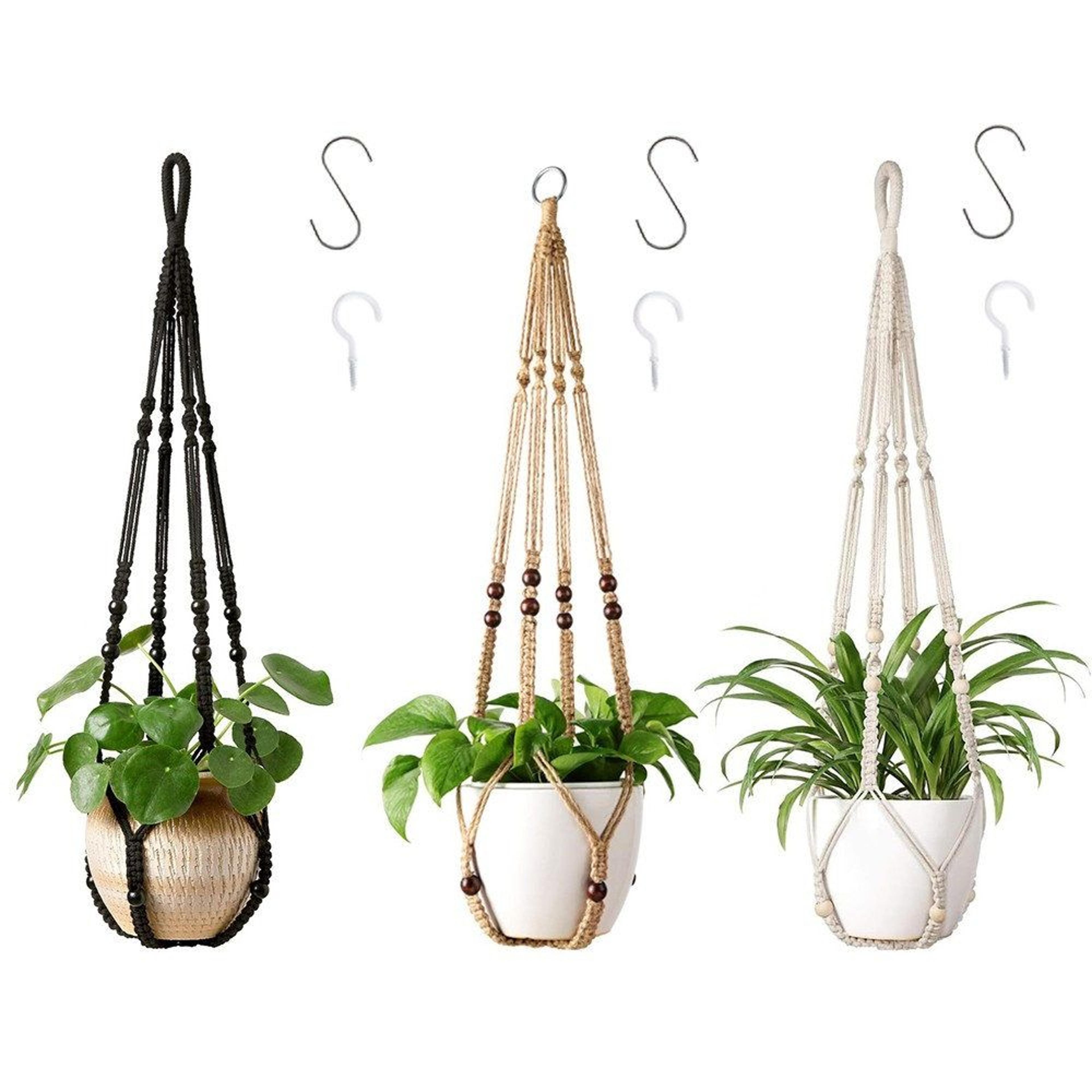 3 piece macrame plant hanger set indoor hanging planter holder boho plant decor