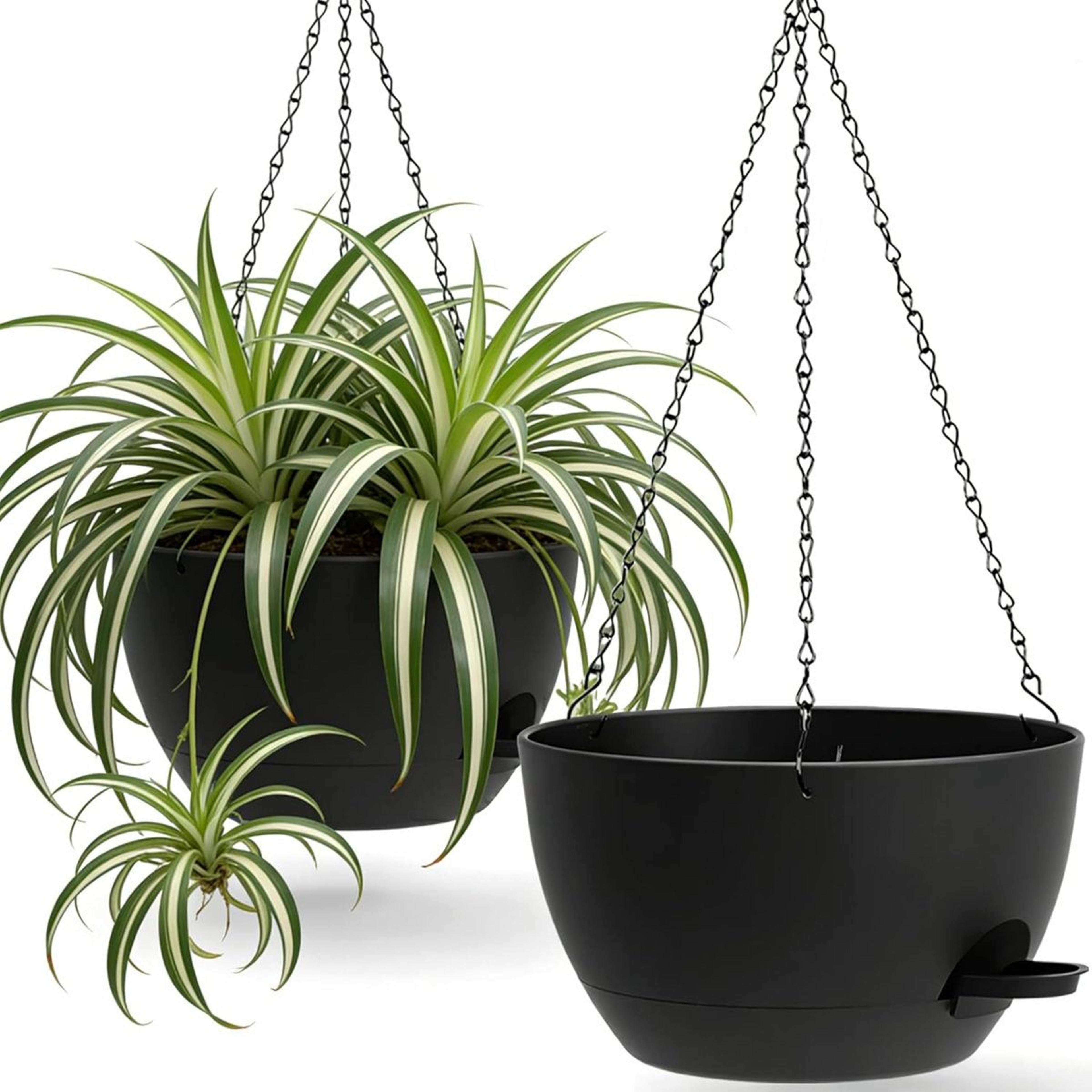 large self watering hanging planters set of 2 black hanging baskets for indoor outdoor