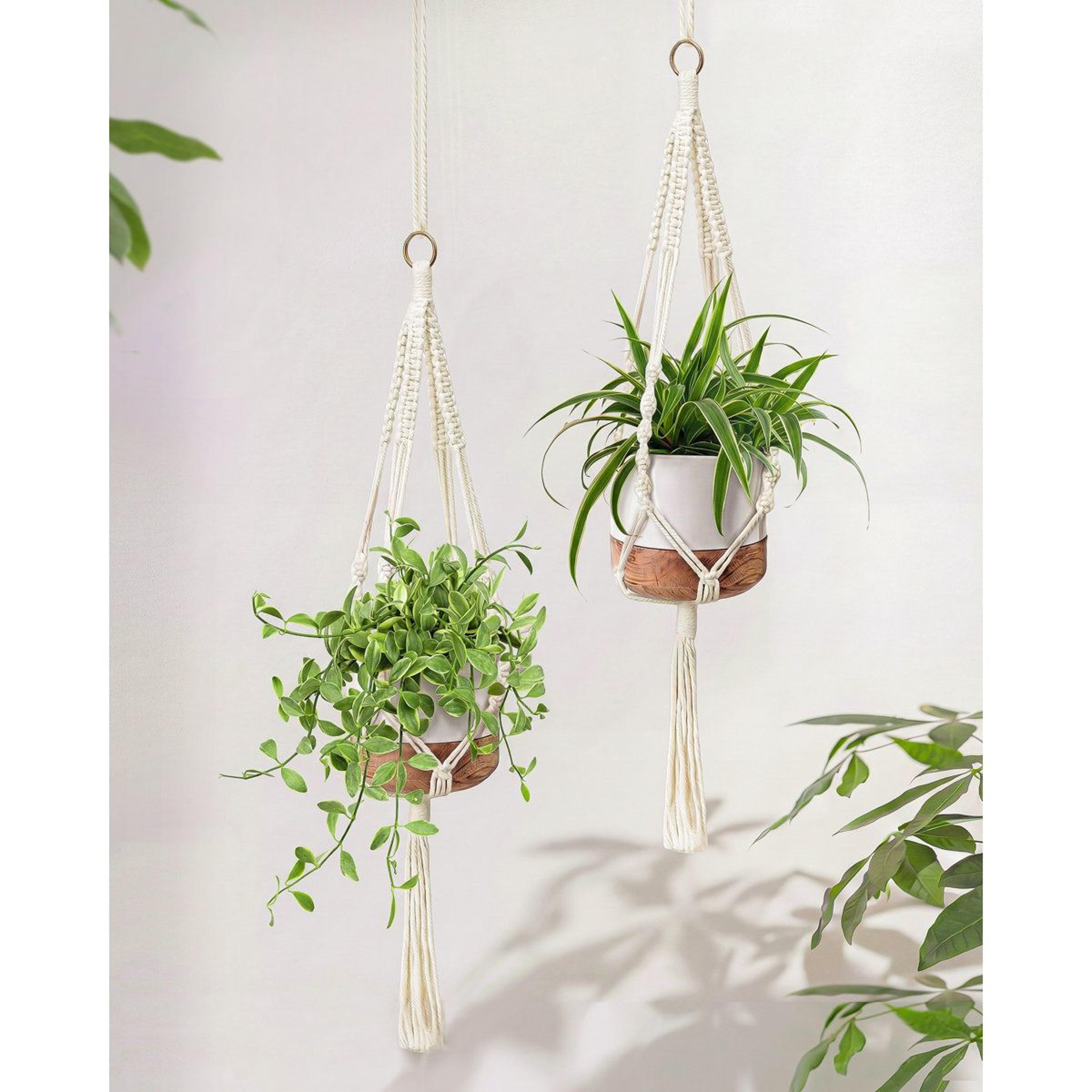 2 pack macrame plant hangers 120cm jute rope indoor outdoor boho plant holder