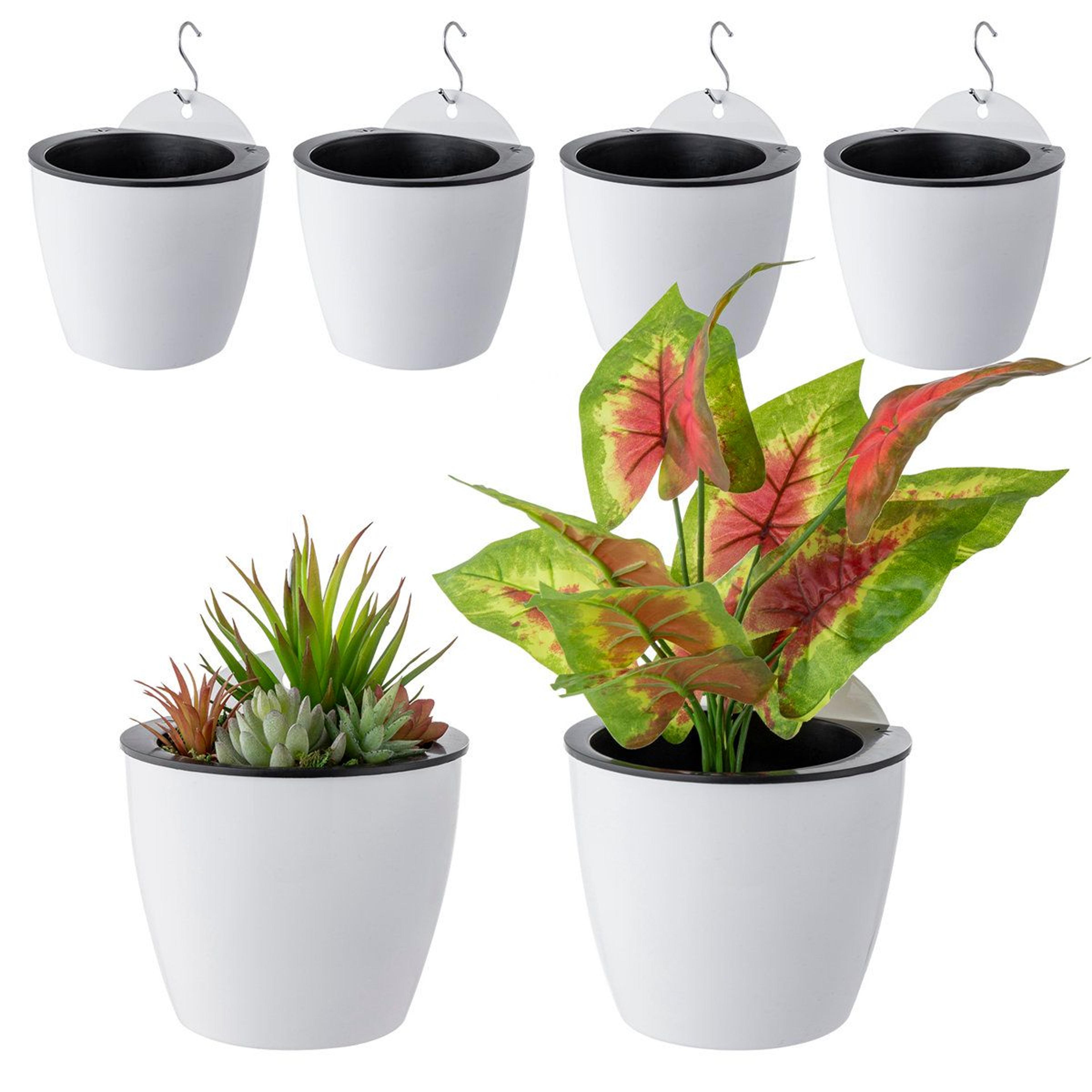 bernan self watering hanging planter set of 6 white indoor outdoor planters
