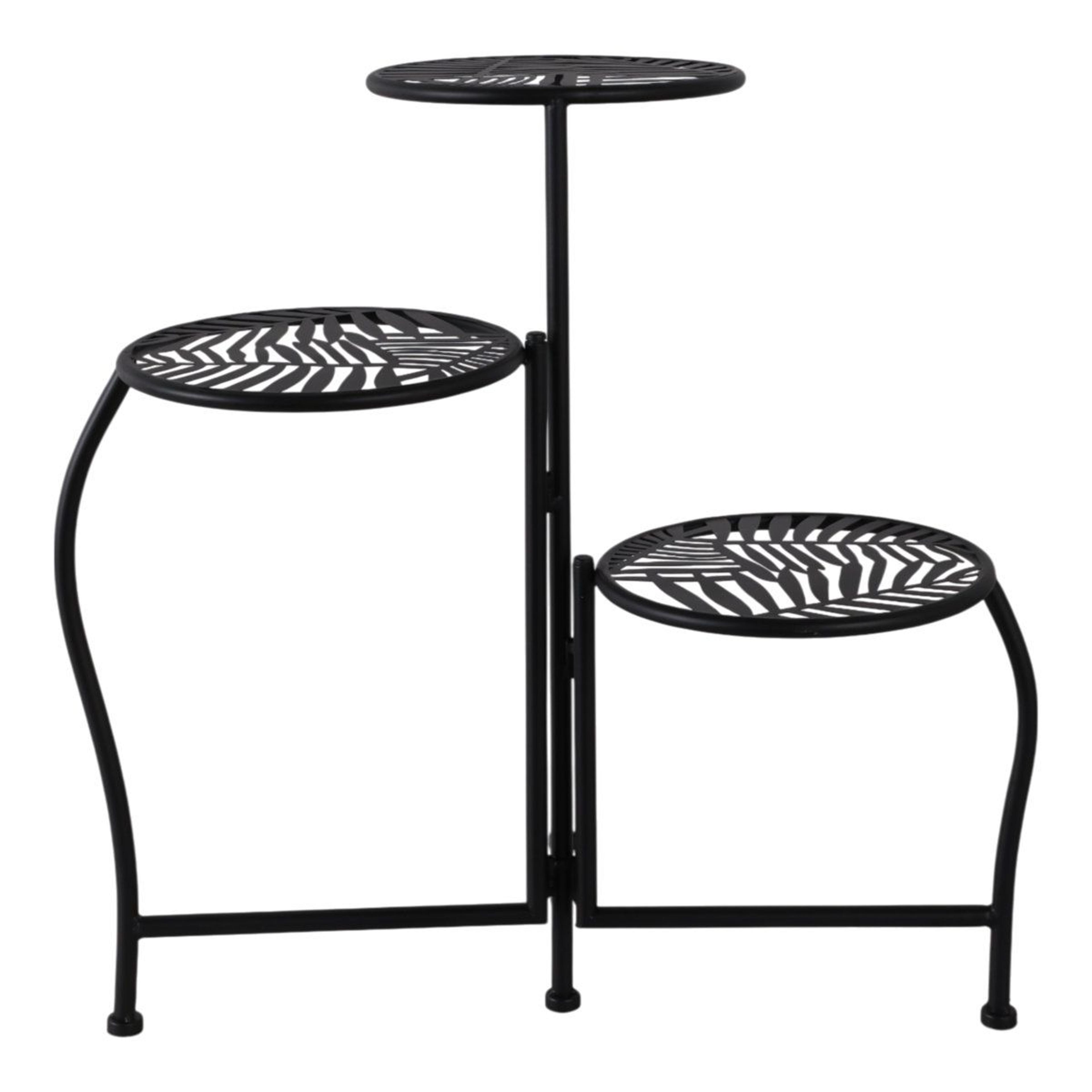 folding 3 tier plant stand black metal indoor outdoor garden holder
