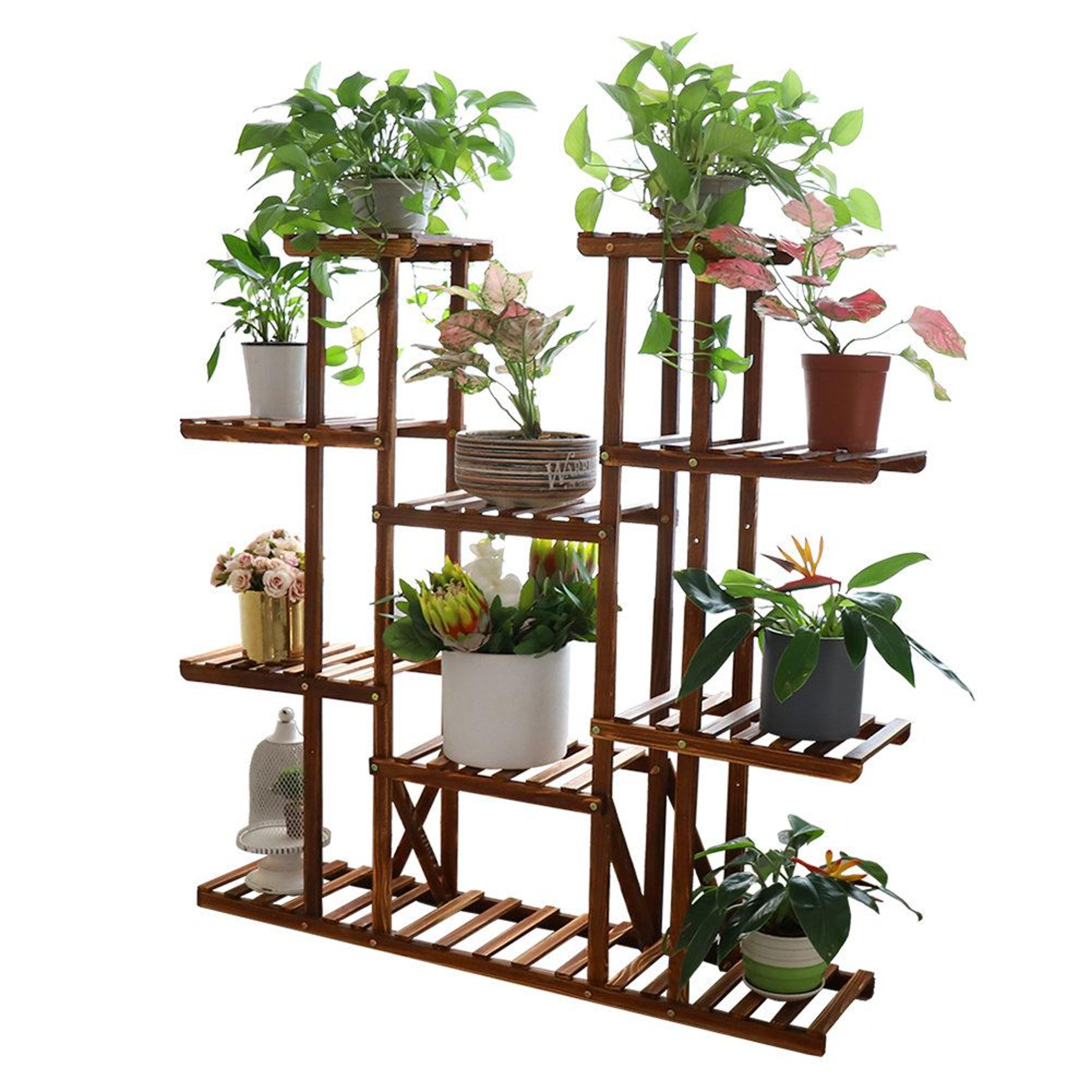 70 inch indoor outdoor plant stand multi tier wooden plant display shelf