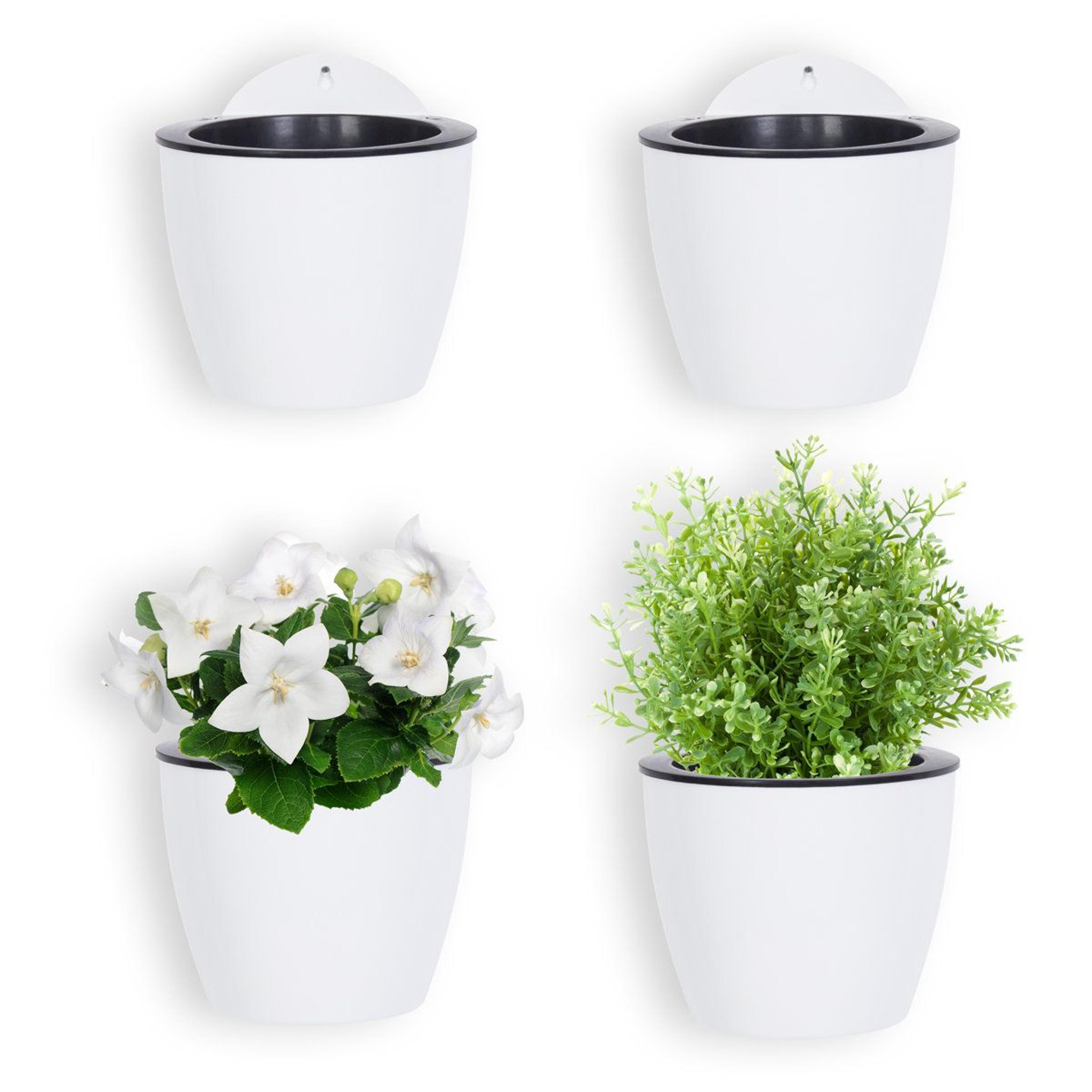 nakke self watering wall planter set of 4 white wall mounted planter pots