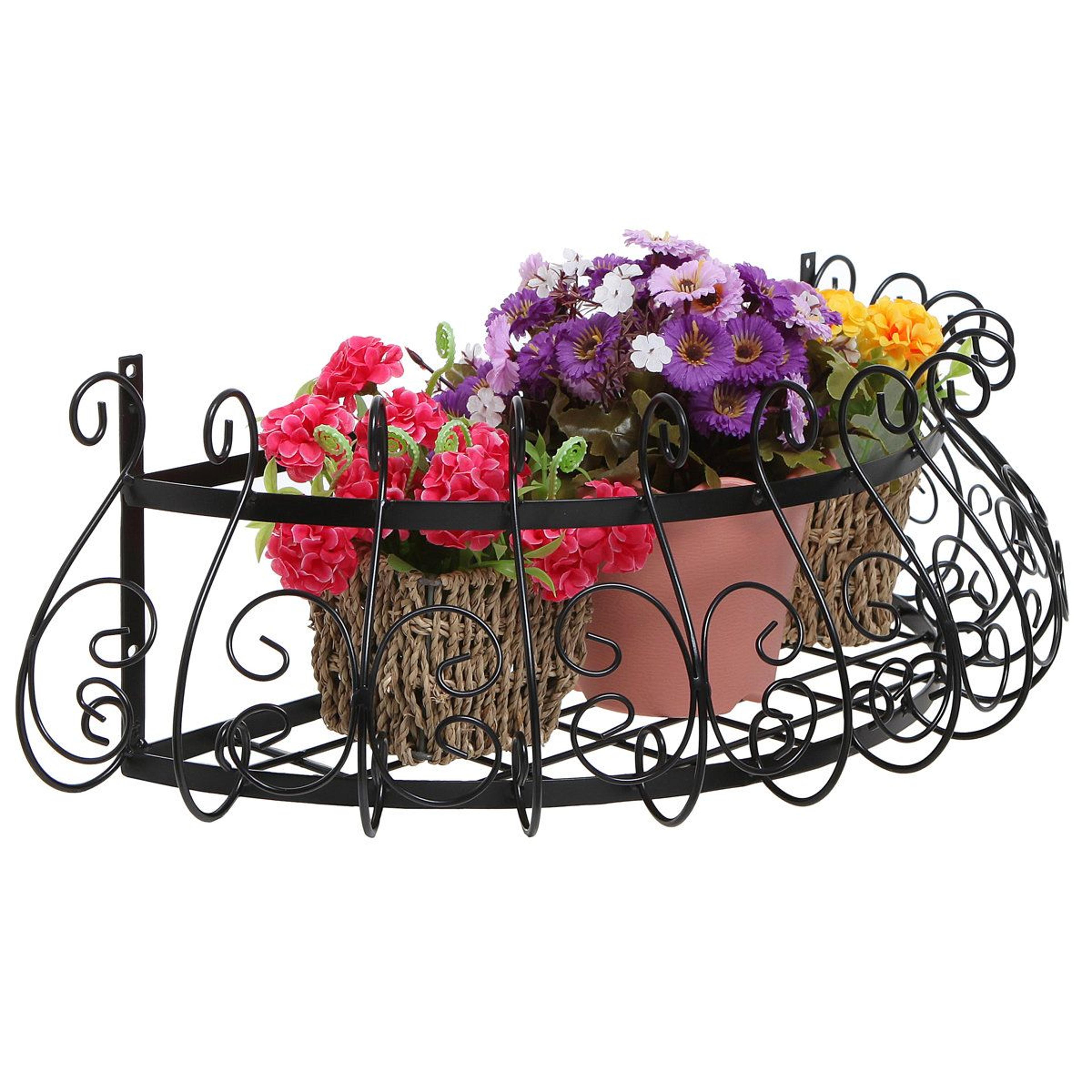 metal scrollwork wall planter hanging plant stand for indoor outdoor decor