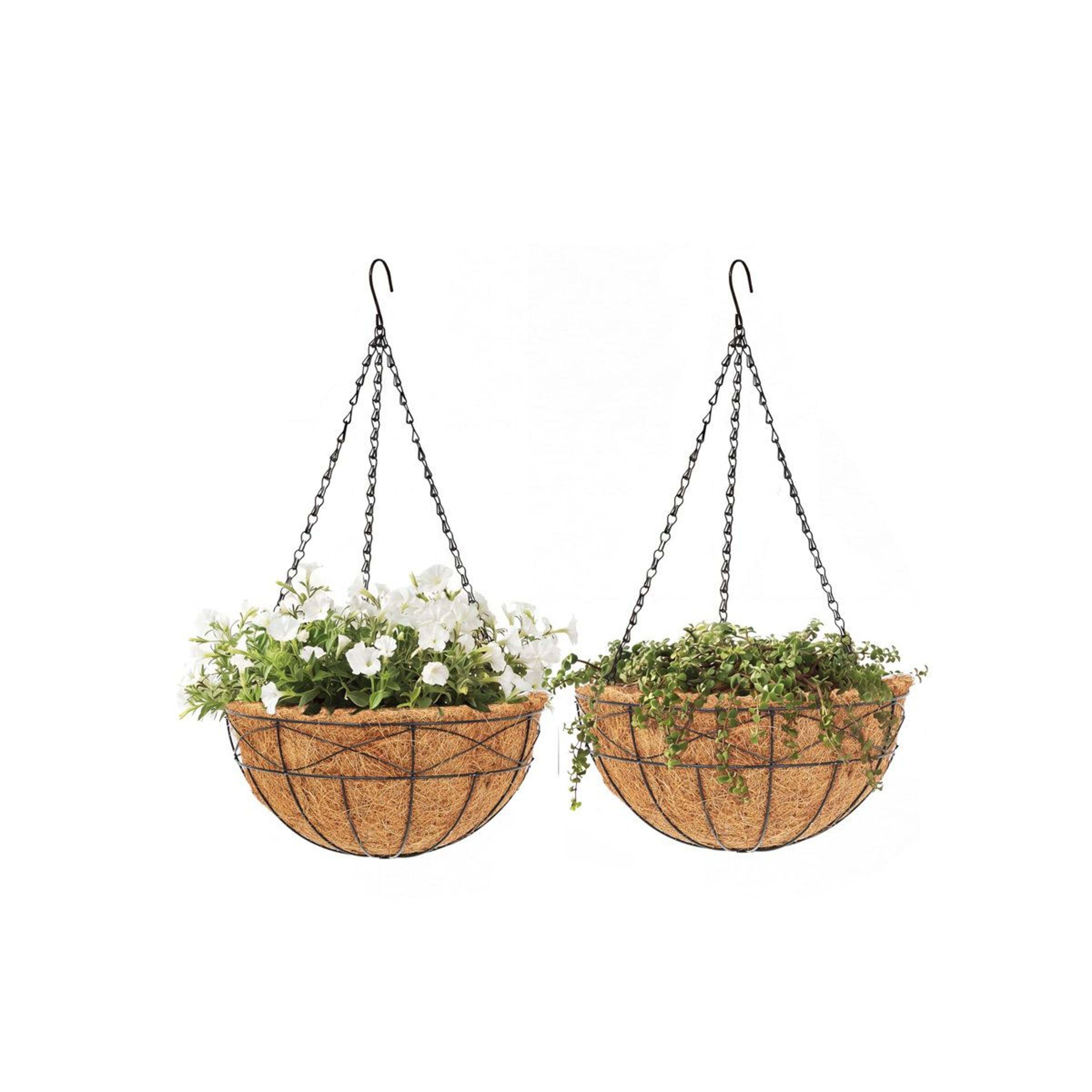 hanging planters for outdoor plants metal hanging basket with coco liner
