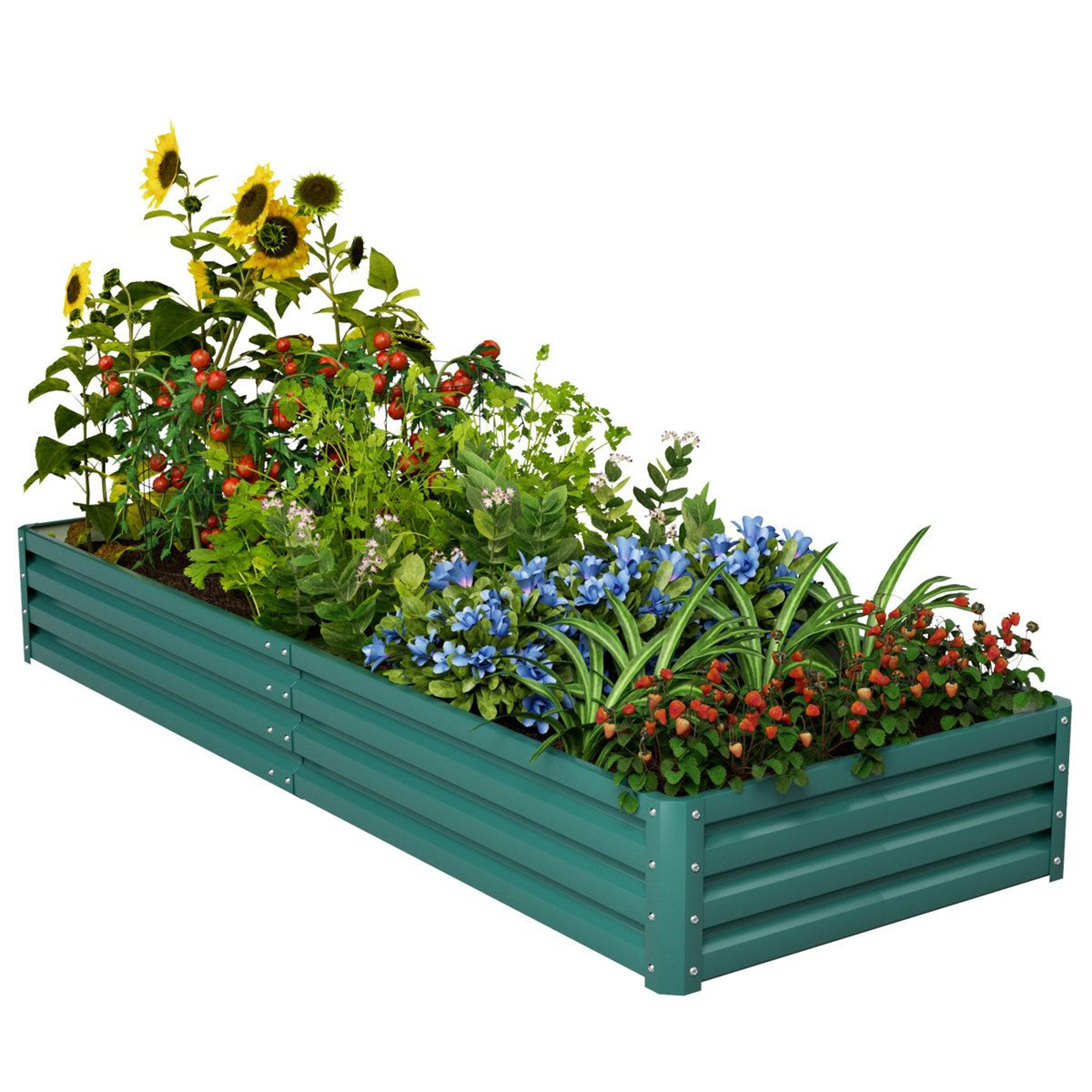 galvanized steel raised garden bed outdoor metal planter for vegetables herbs and flowers