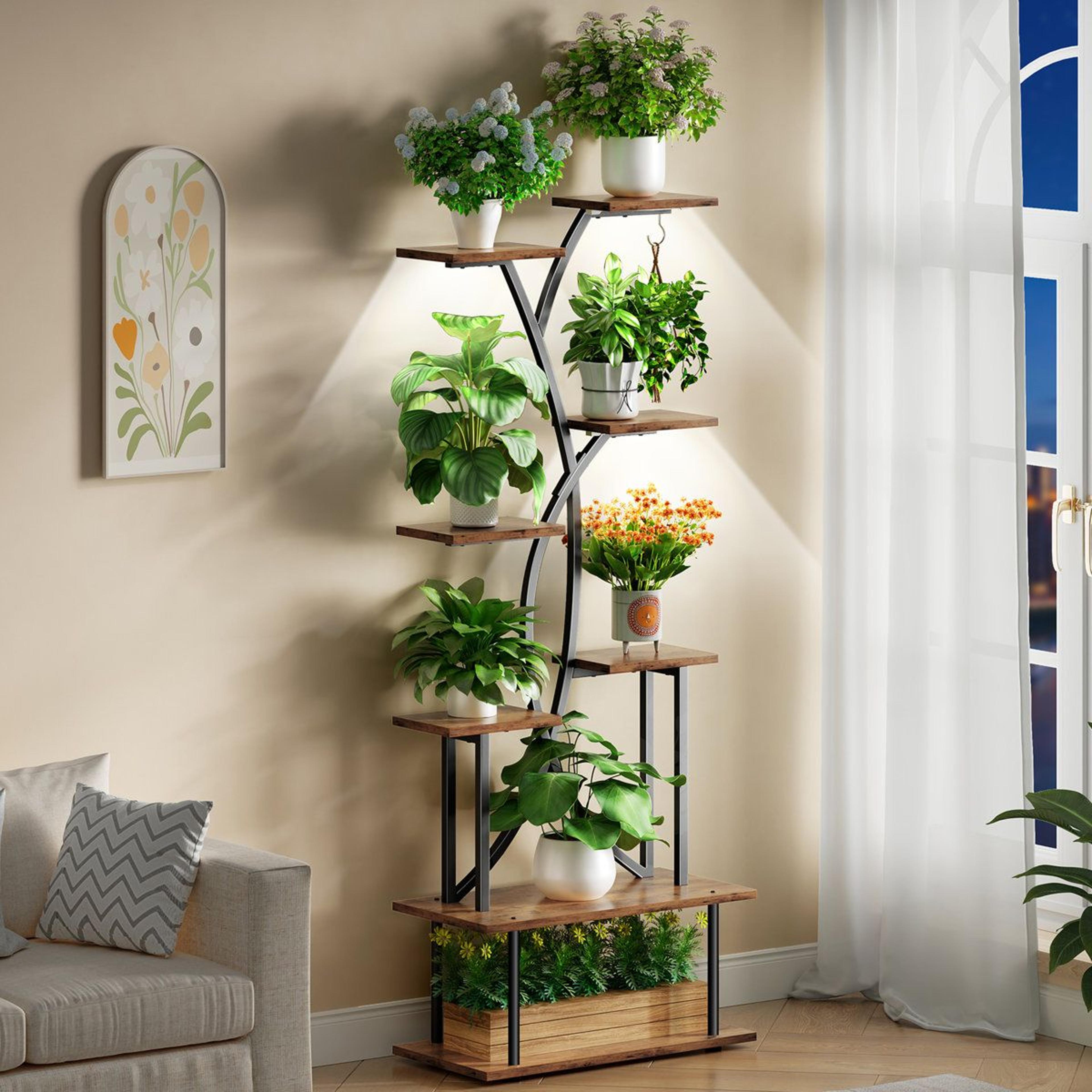 67.32'' indoor plant stand with grow lights multi tier plant shelf