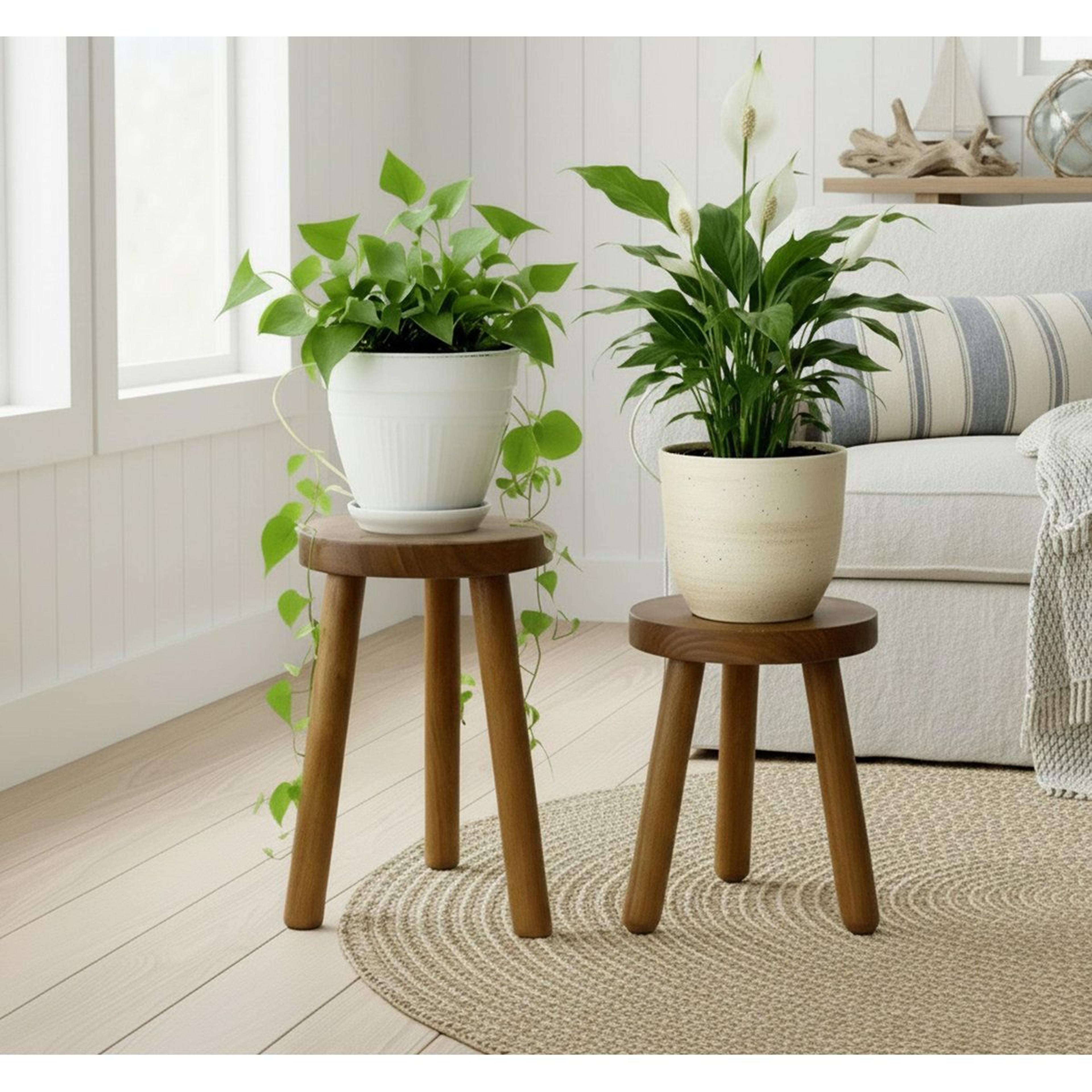 teak wood plant stand set of 2 for indoor and outdoor plants