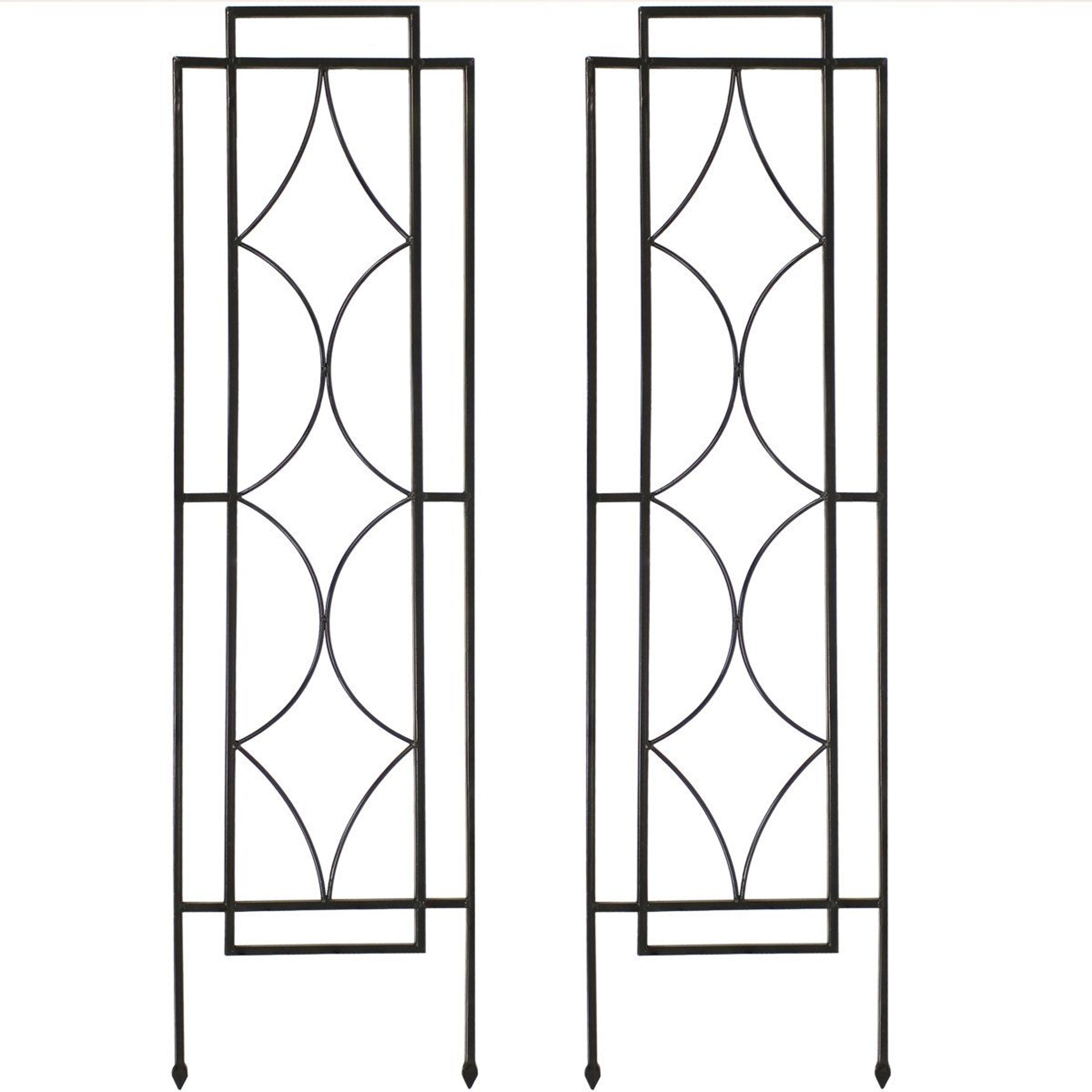 black steel metal garden trellis for climbing plants set of 2