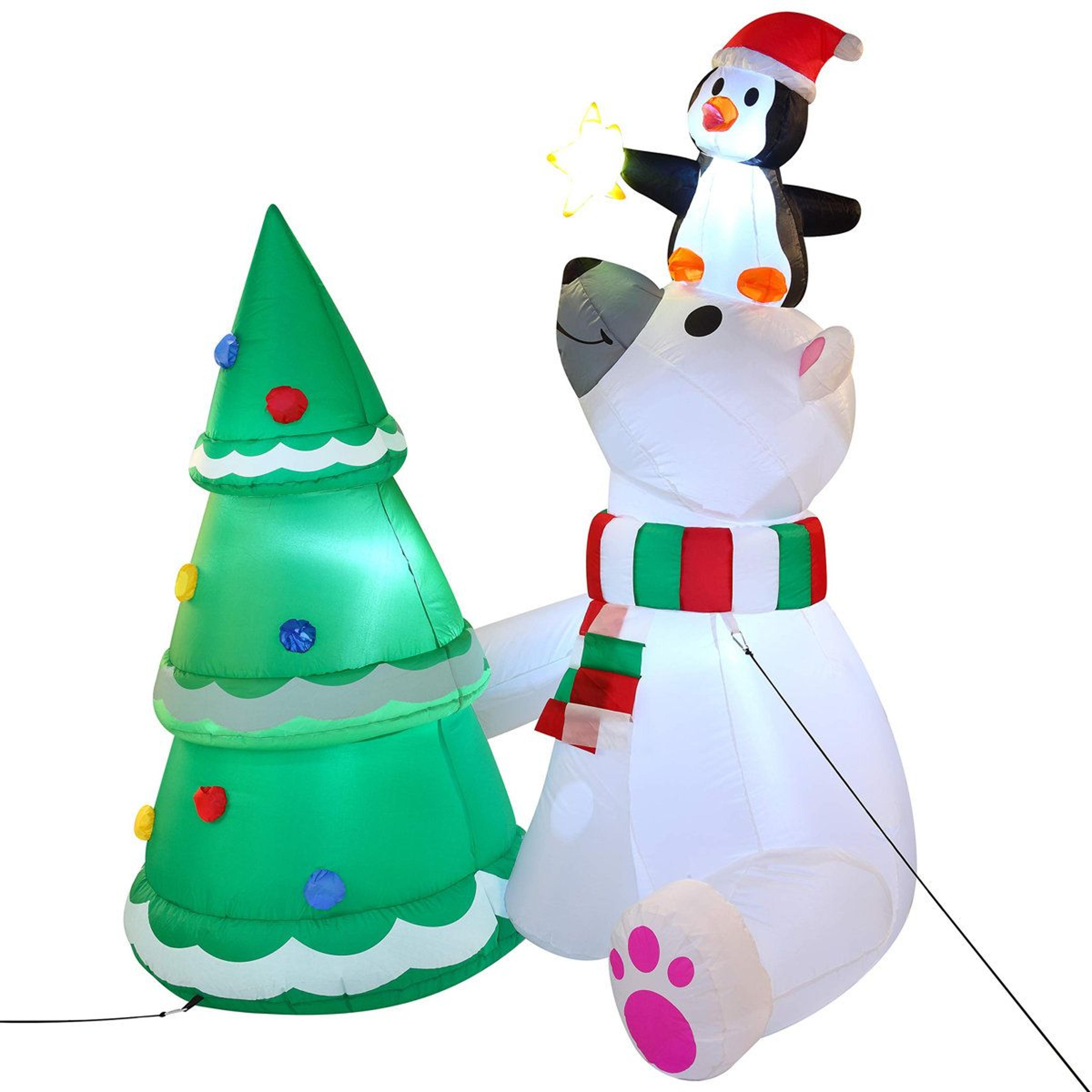 6ft polar bear penguin christmas inflatable with led lights