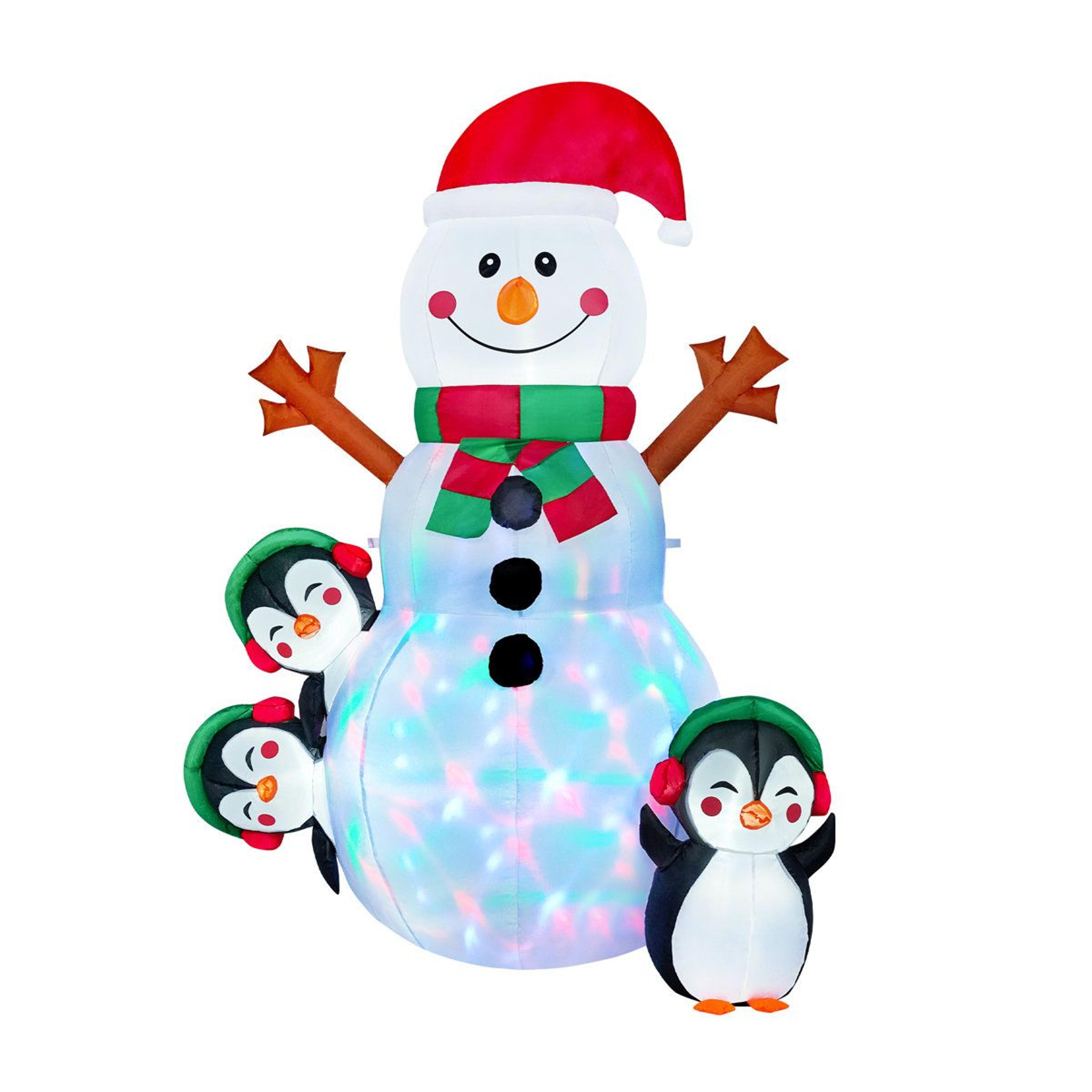 6ft christmas snowman inflatable with multicolor led lights outdoor yard decor