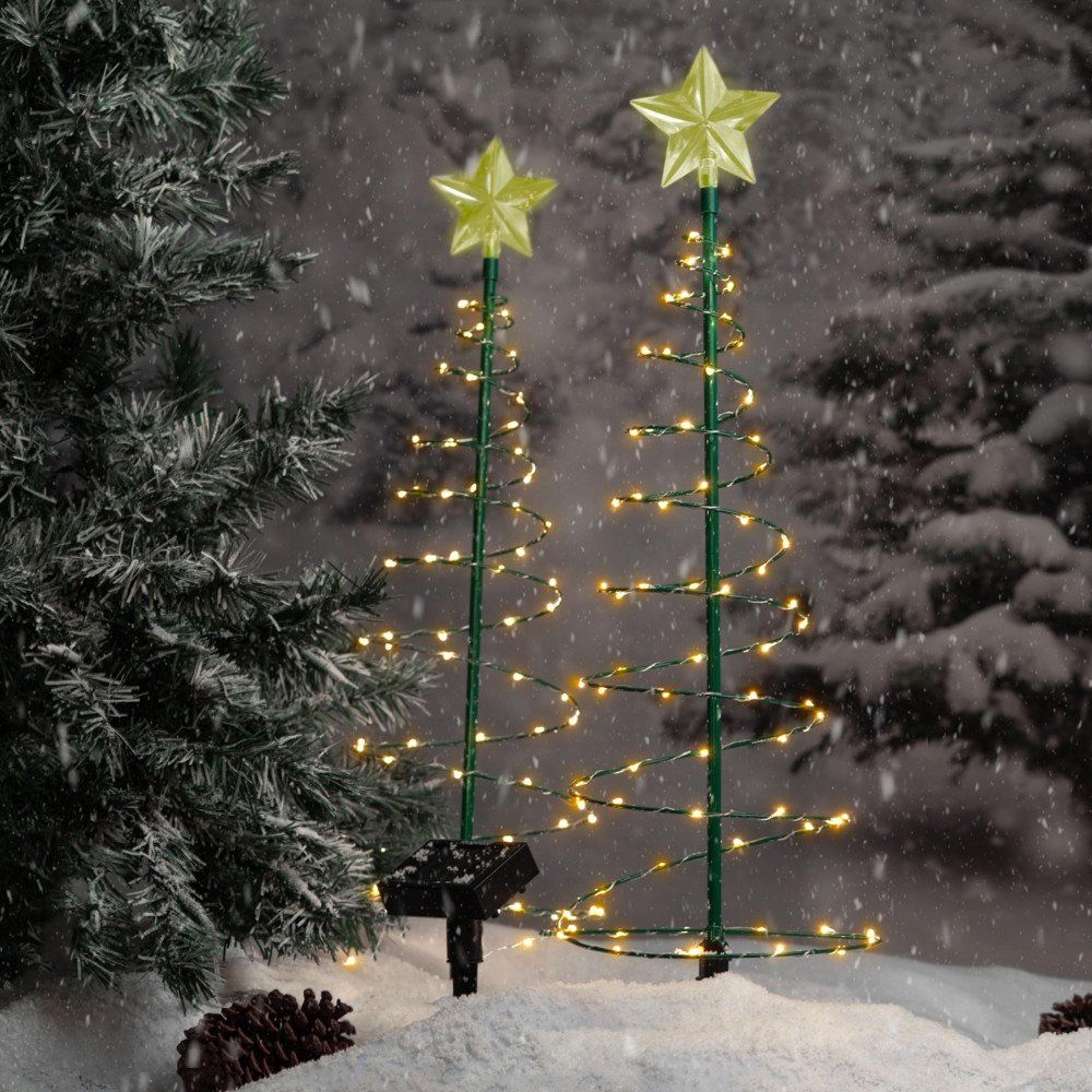 2 ft outdoor solar christmas tree lights set of 2 with 35 led lights