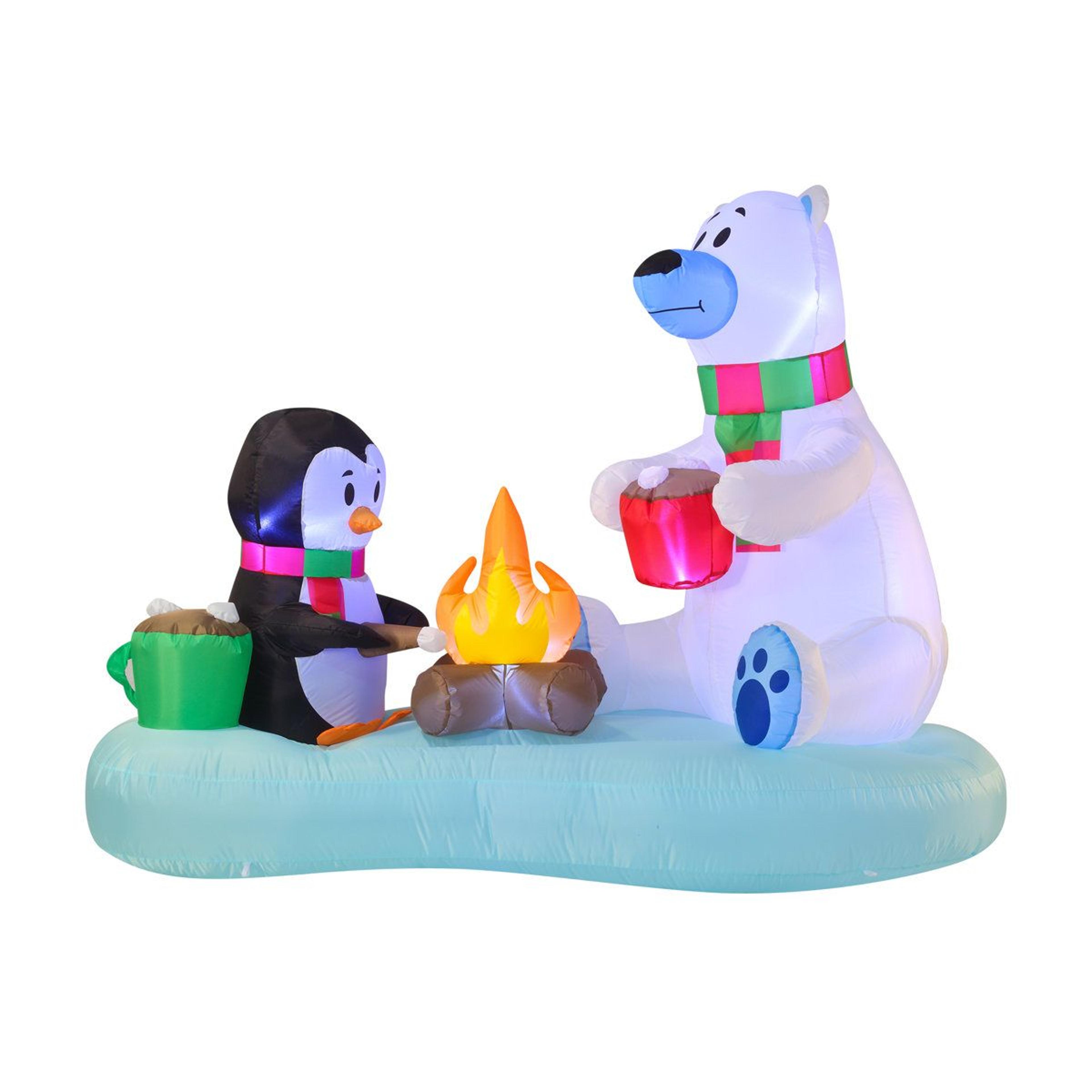 6ft polar bear and penguin christmas inflatable yard decoration