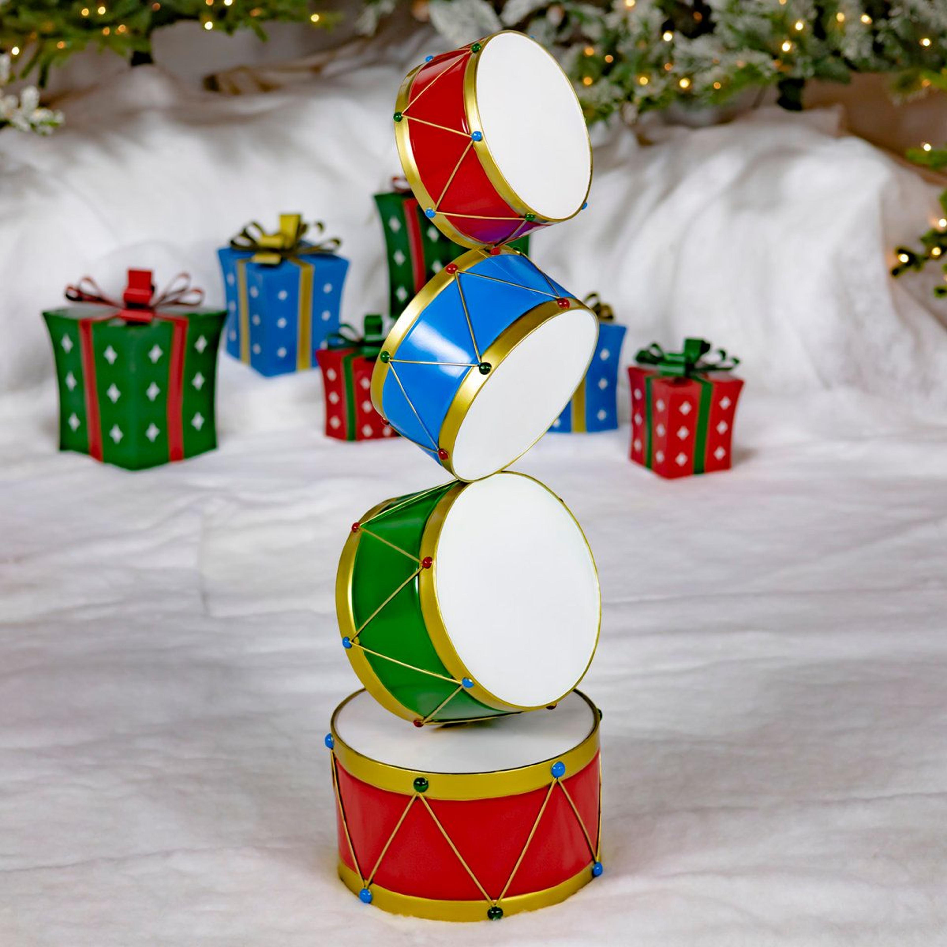 43.15 inch tall iron christmas drum display tower aaron