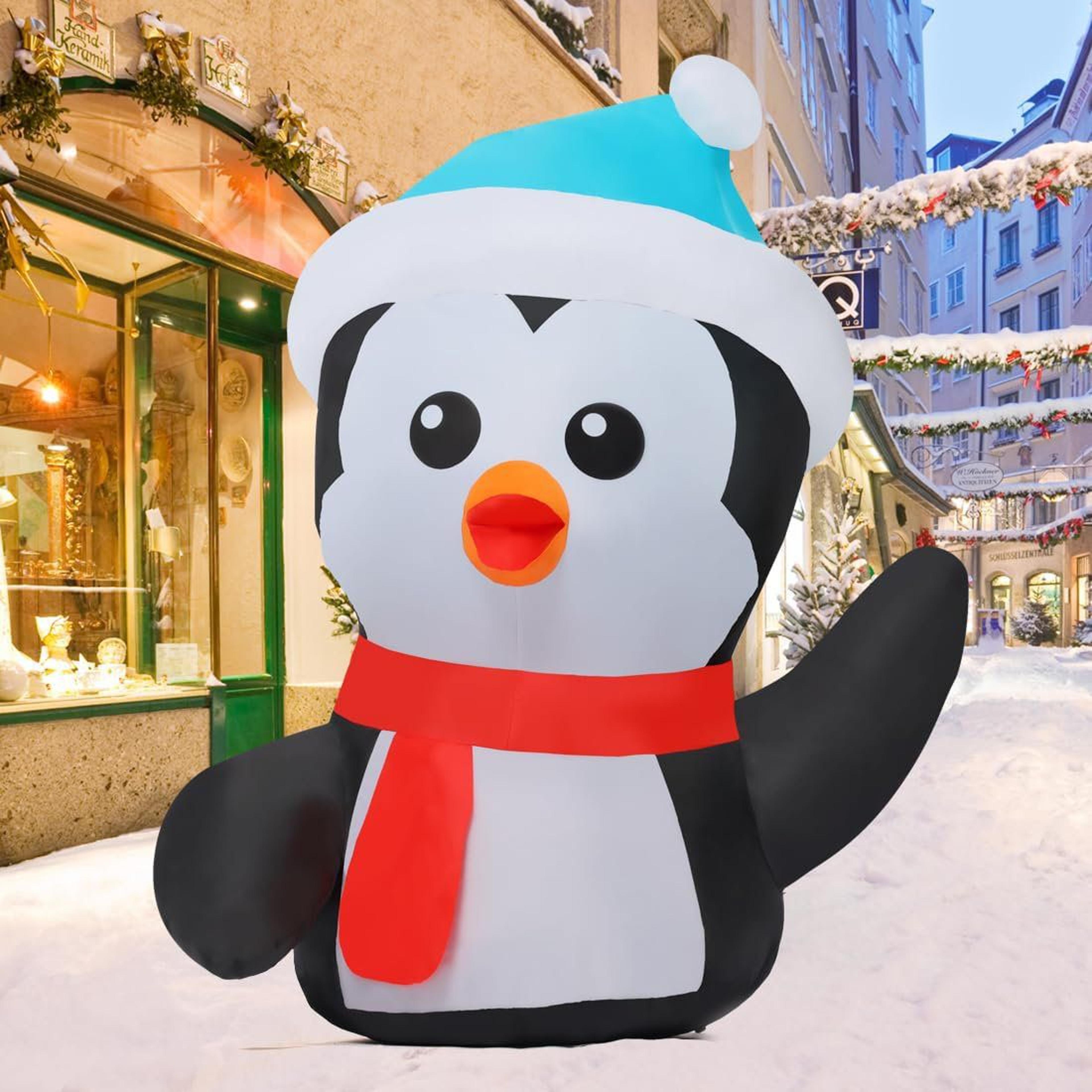 4.2 ft christmas inflatable penguin with led lights for outdoor yard decor