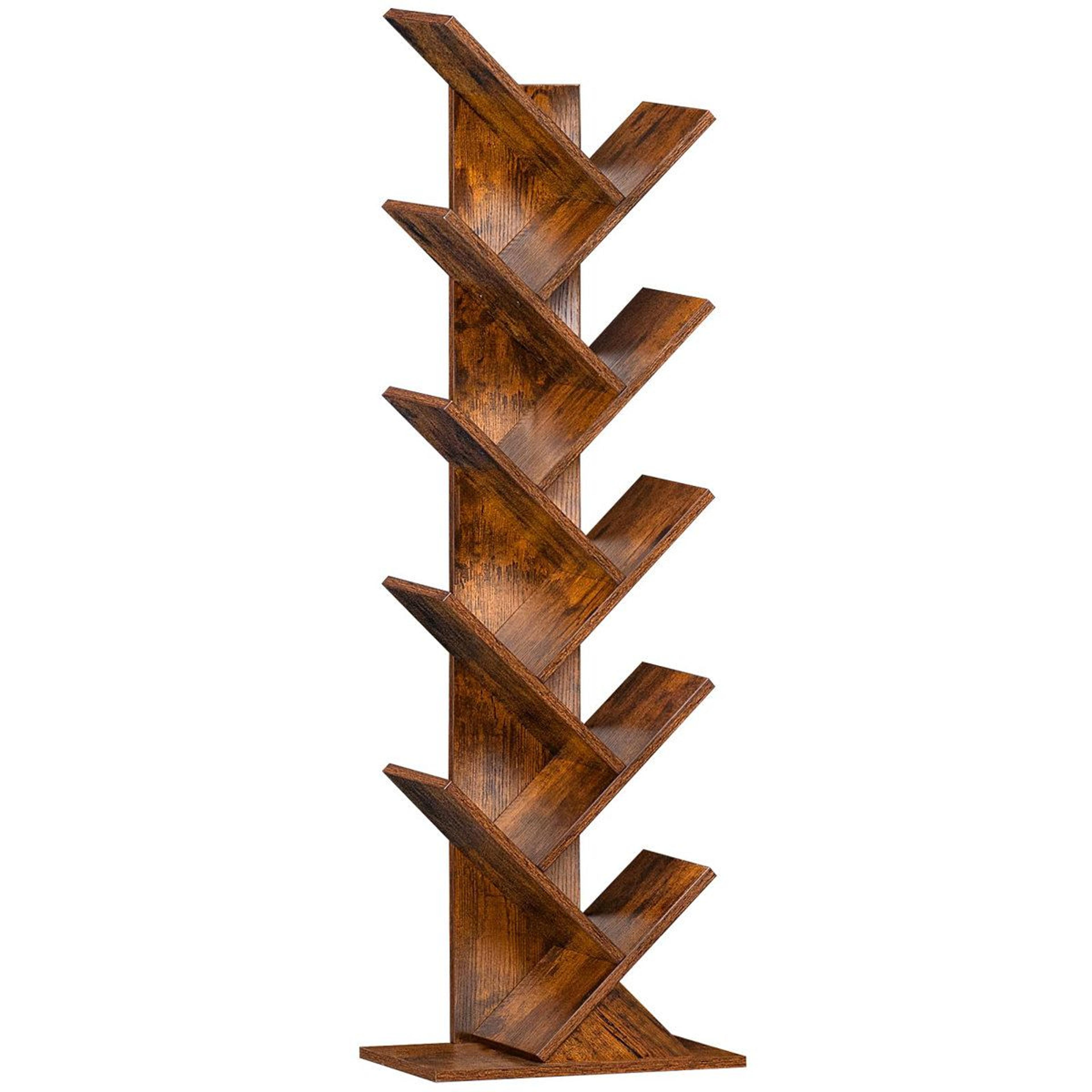 10 tier tree bookshelf for narrow spaces freestanding wood bookcase