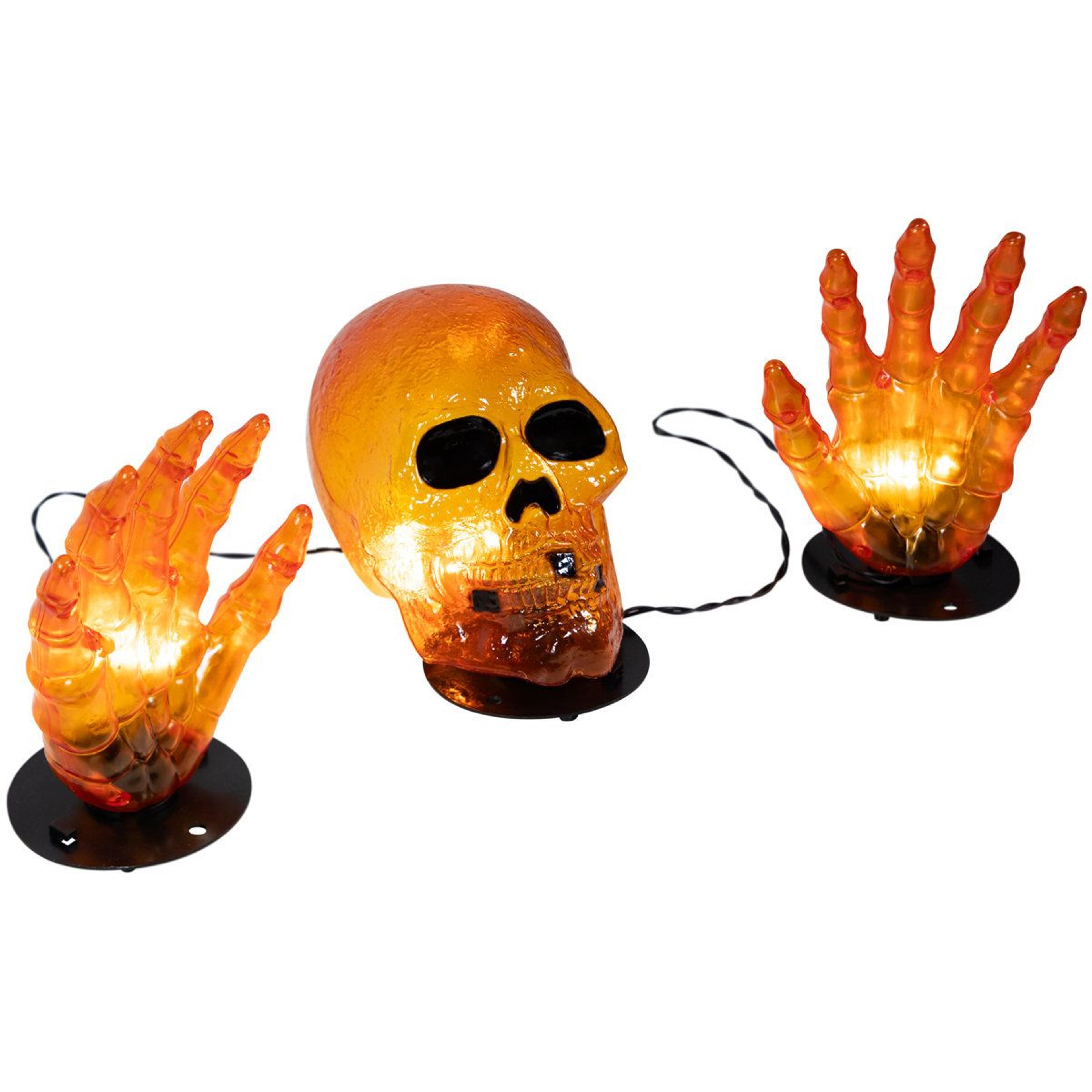 northlight lighted orange skull and hands halloween yard decoration
