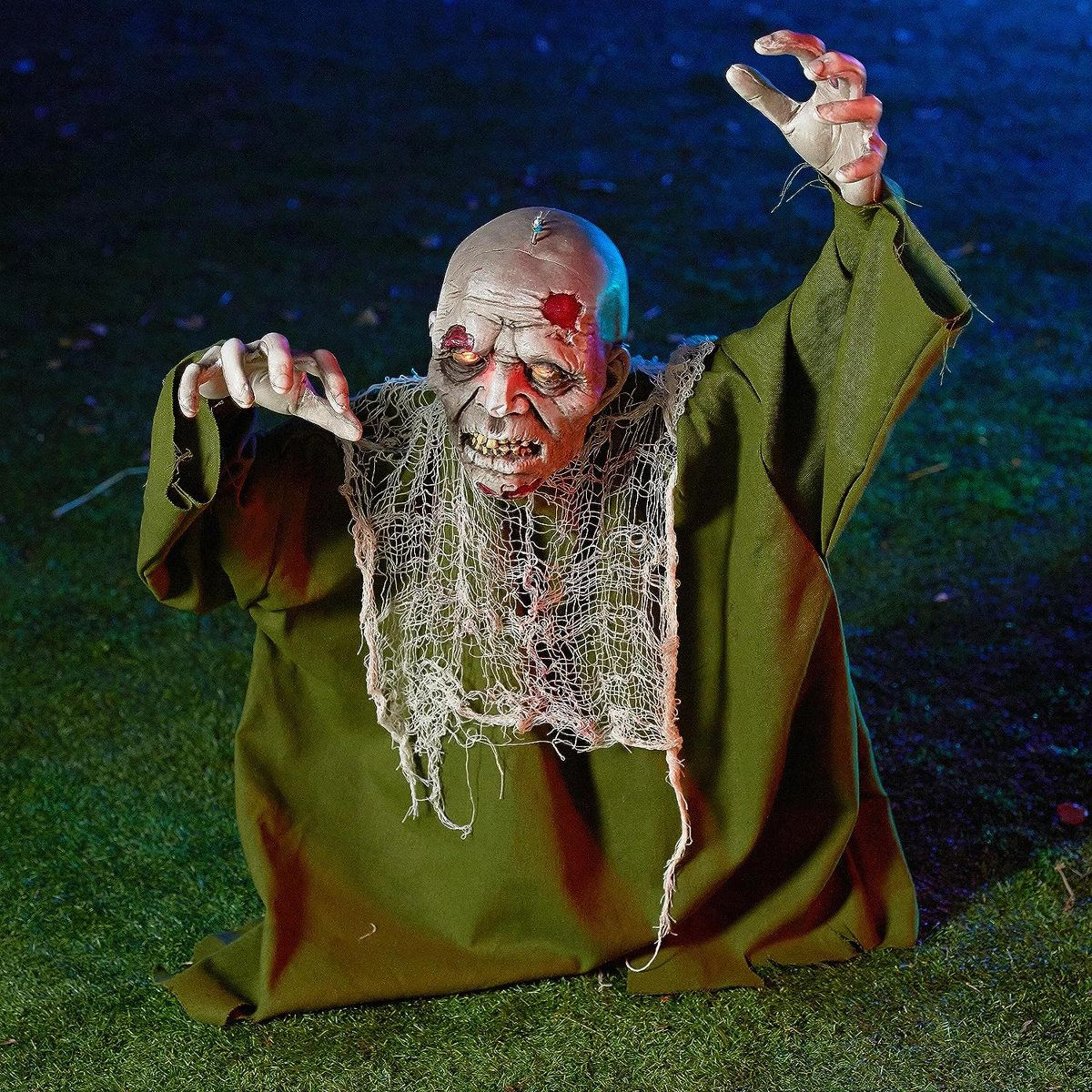 animated zombie groundbreaker halloween yard decor with movable arms