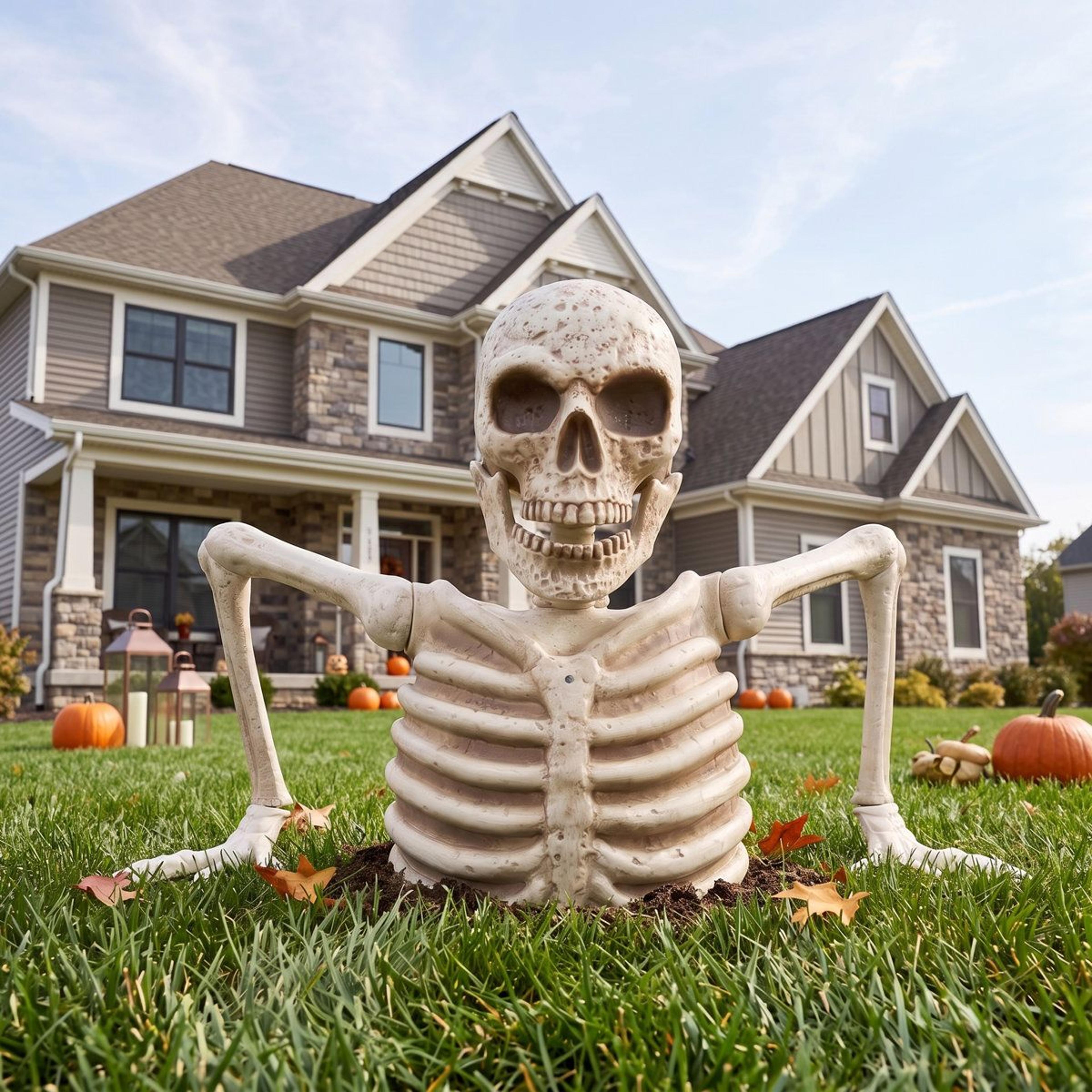 3.3ft animated halloween groundbreaker skeleton light up outdoor yard decor