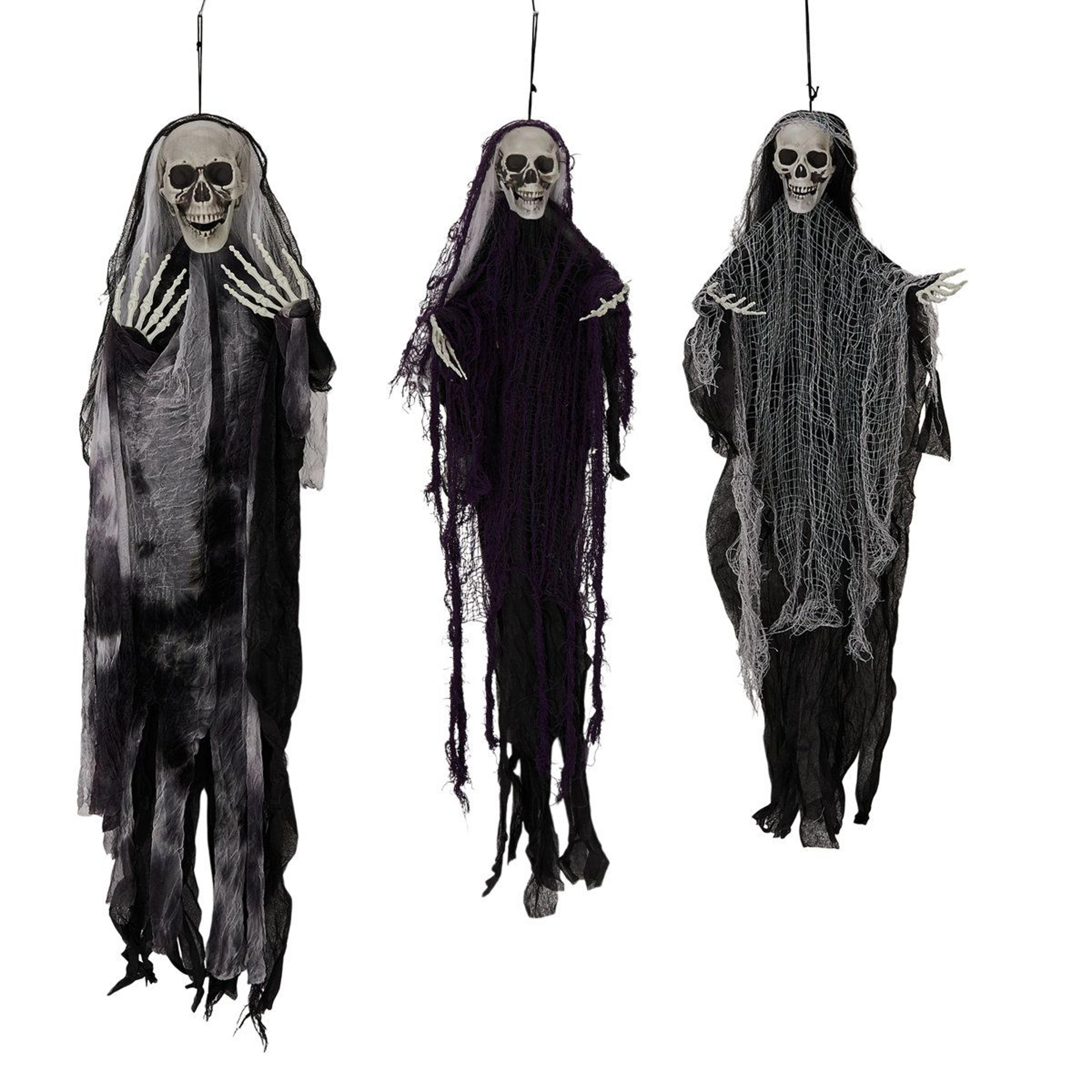 3 pack hanging halloween grim reaper decorations with poseable arms