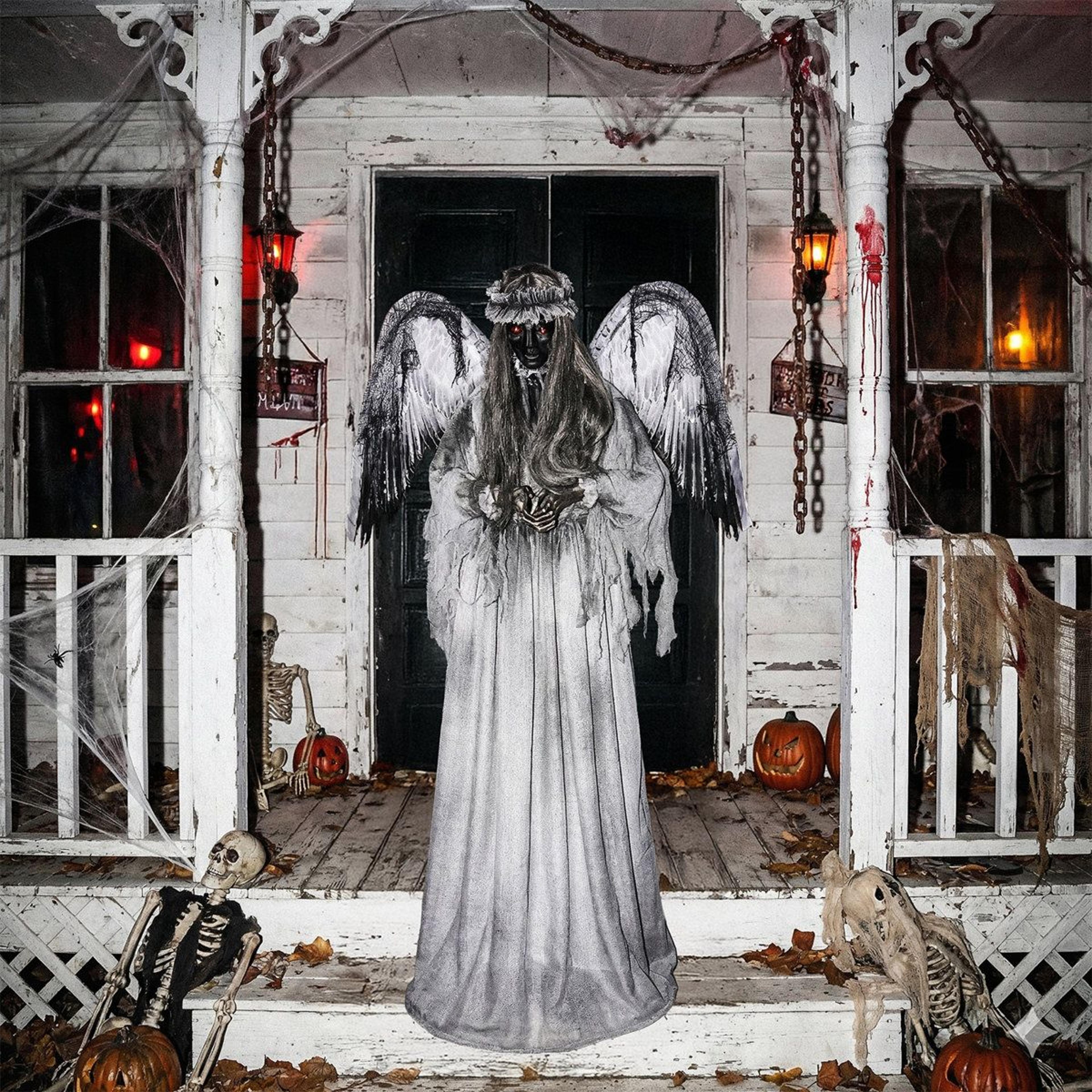 5.7ft crying angel halloween animatronic decoration voice activated outdoor yard prop