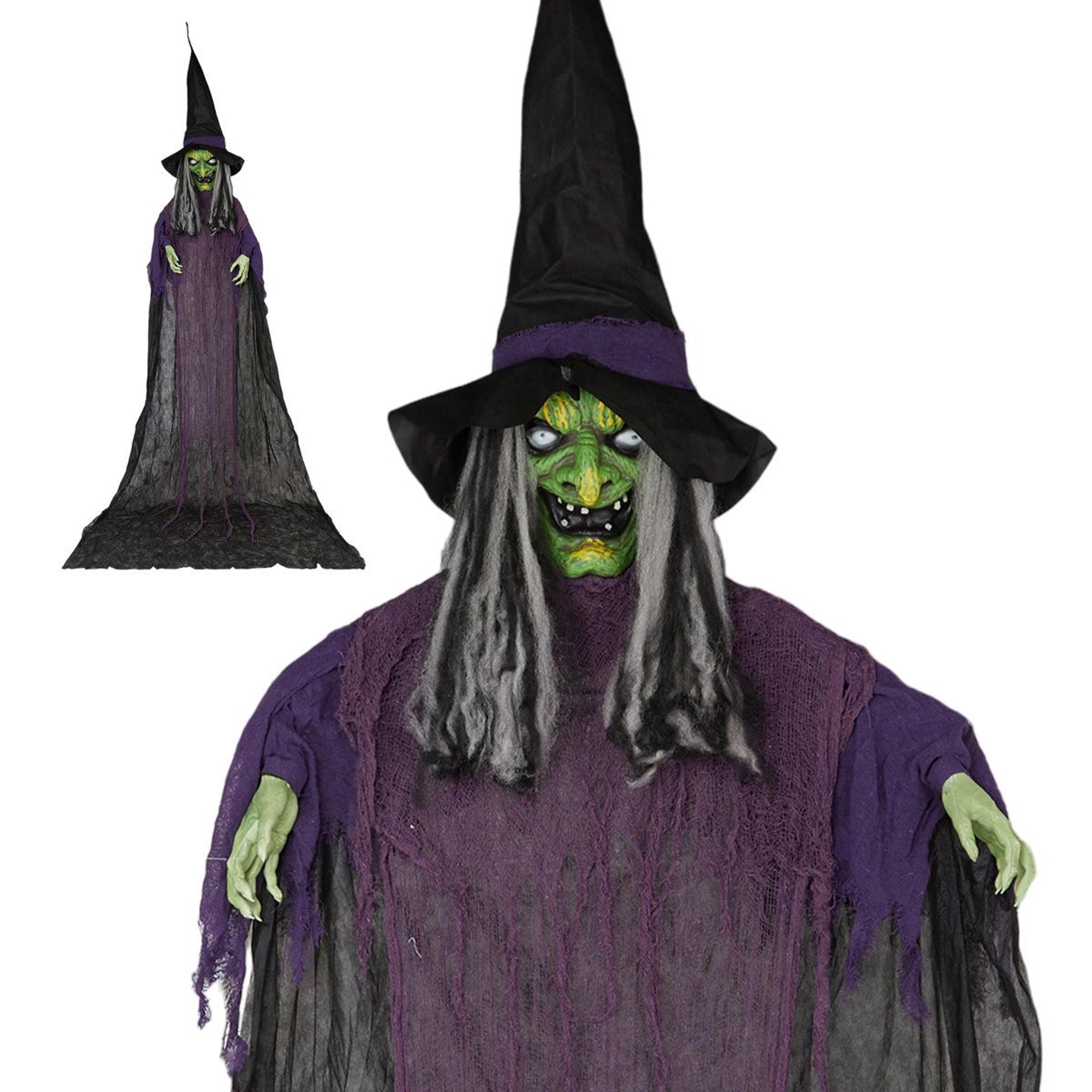 11.8ft life size talking witch halloween decoration with light up eyes