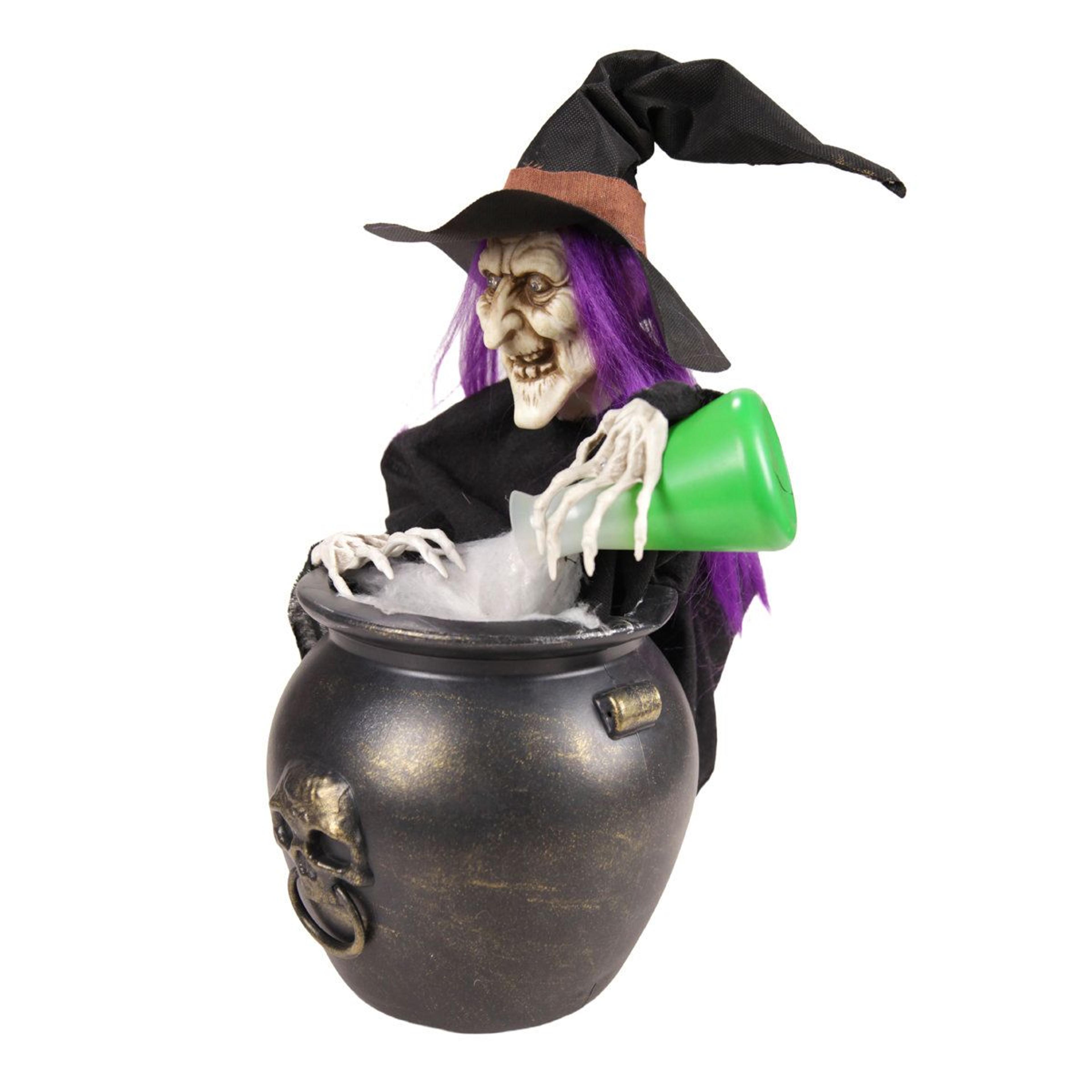 haunted hill farm witch pouring potion halloween animatronic tabletop decor