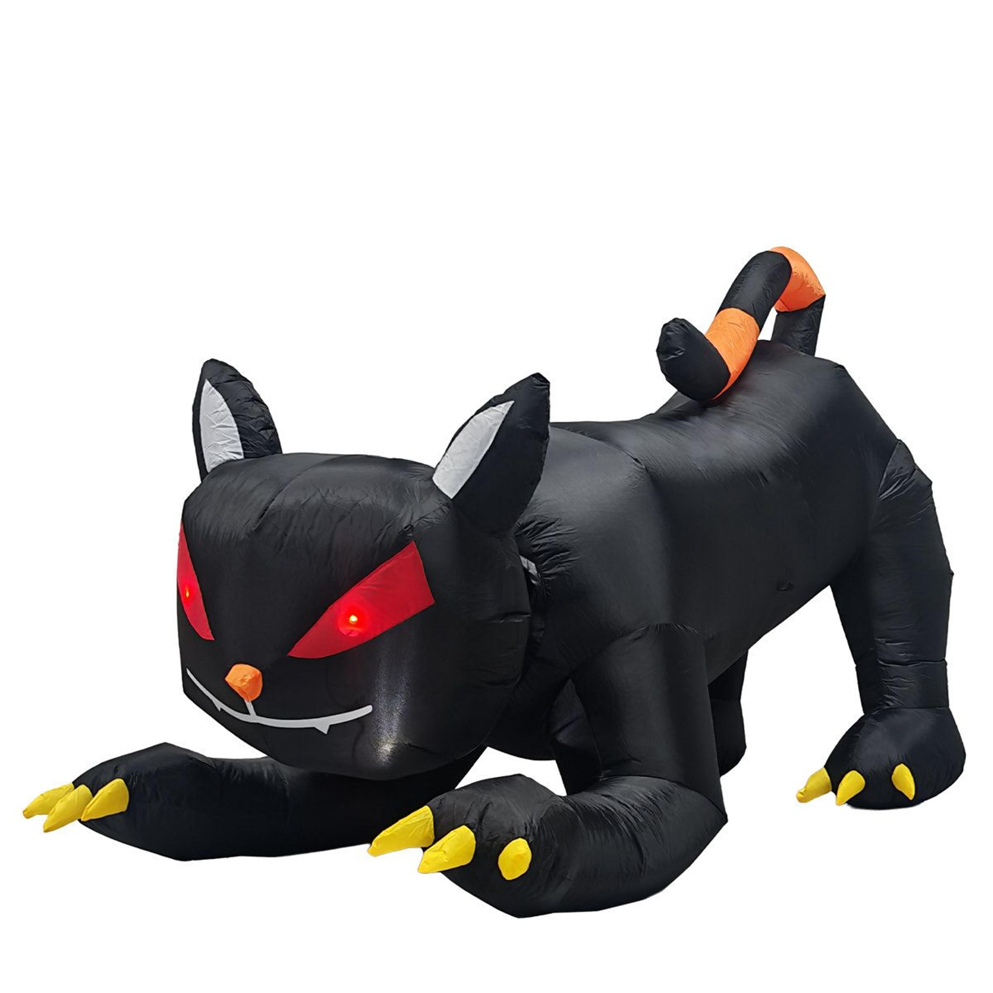6.5 ft lighted halloween inflatable black cat with animated head