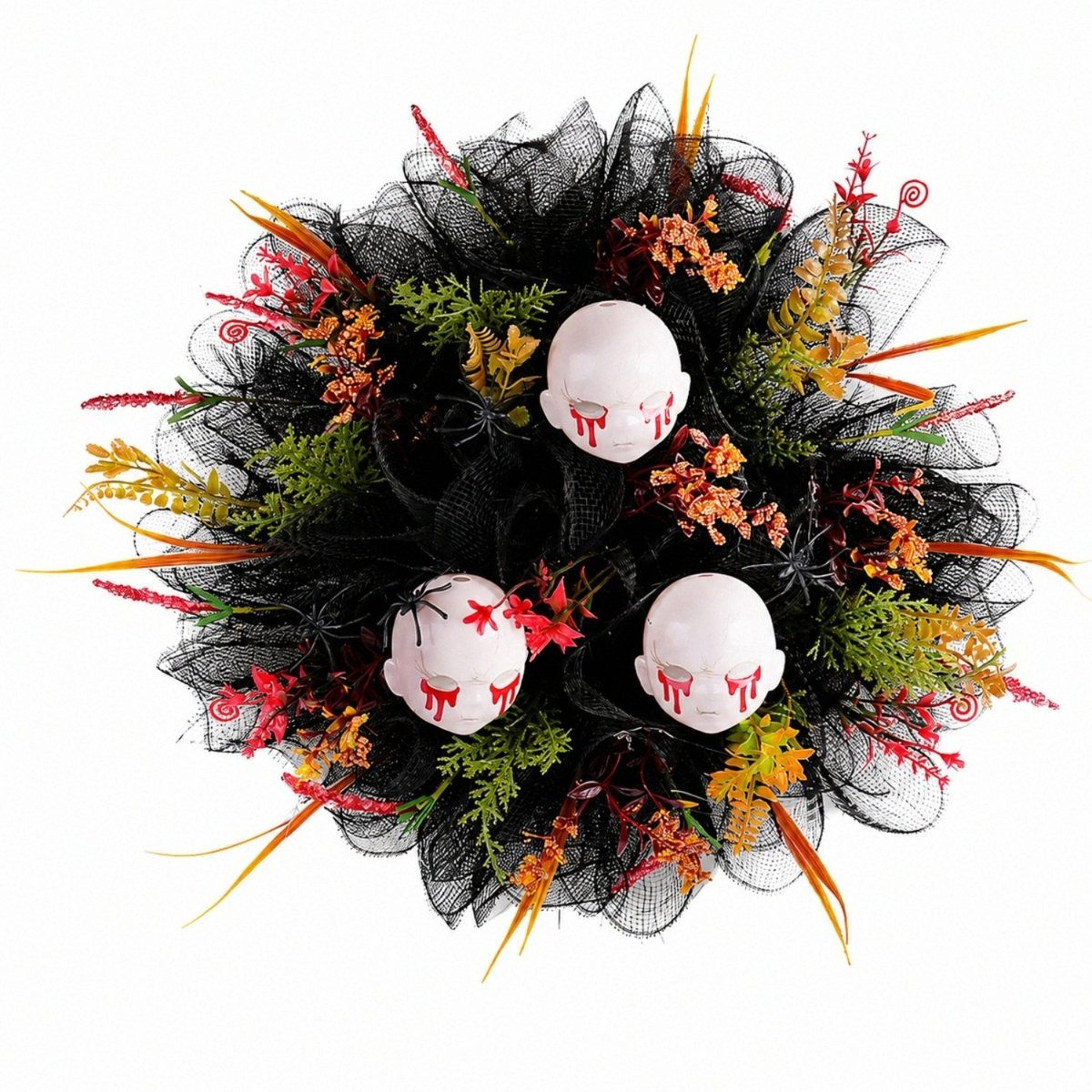 17.7 inch bloody baby head halloween wreath creepy front door horror decor