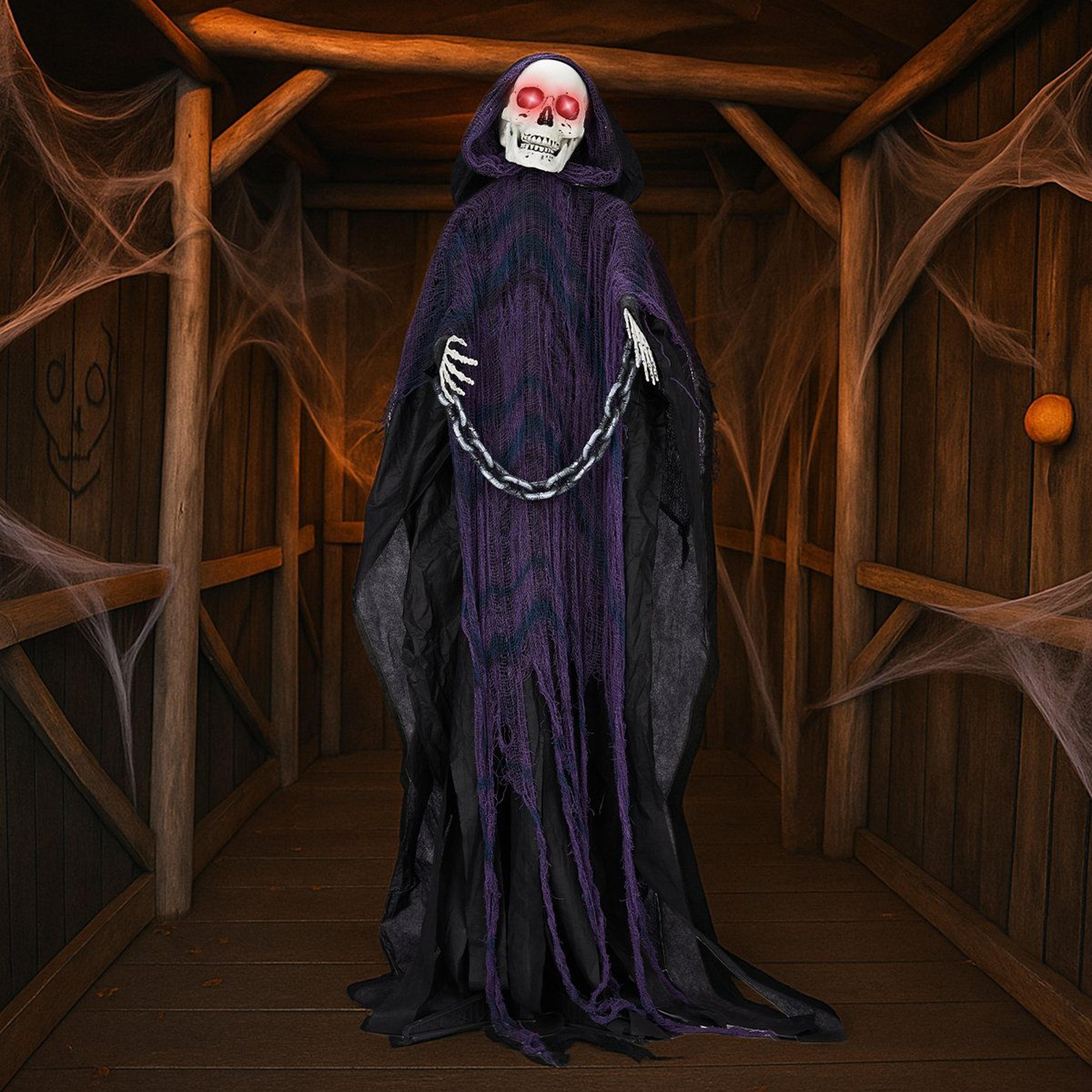 6ft sound activated grim reaper animatronic halloween decoration