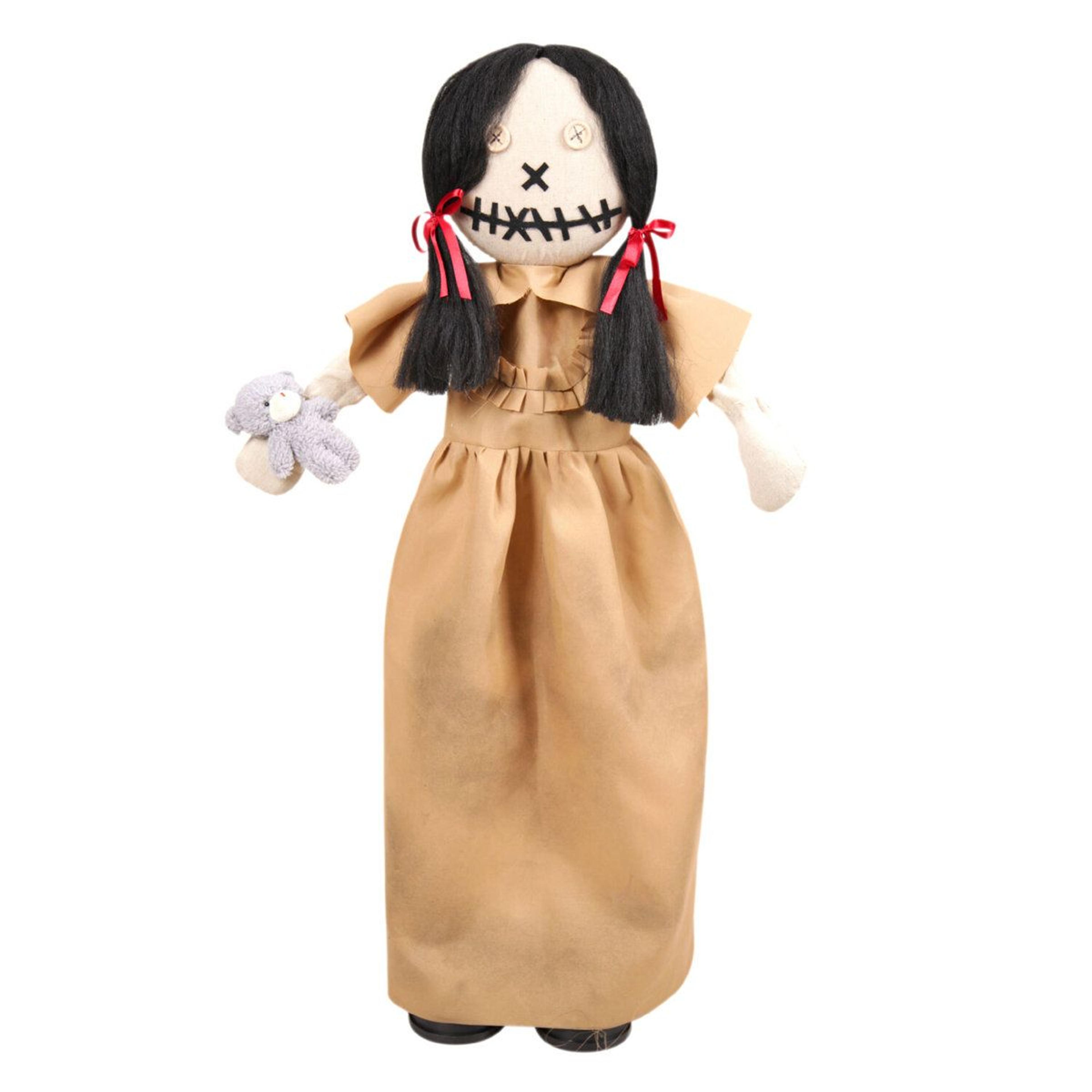 haunted hill farm 2.9 ft sound activated creepy doll animatronic halloween prop