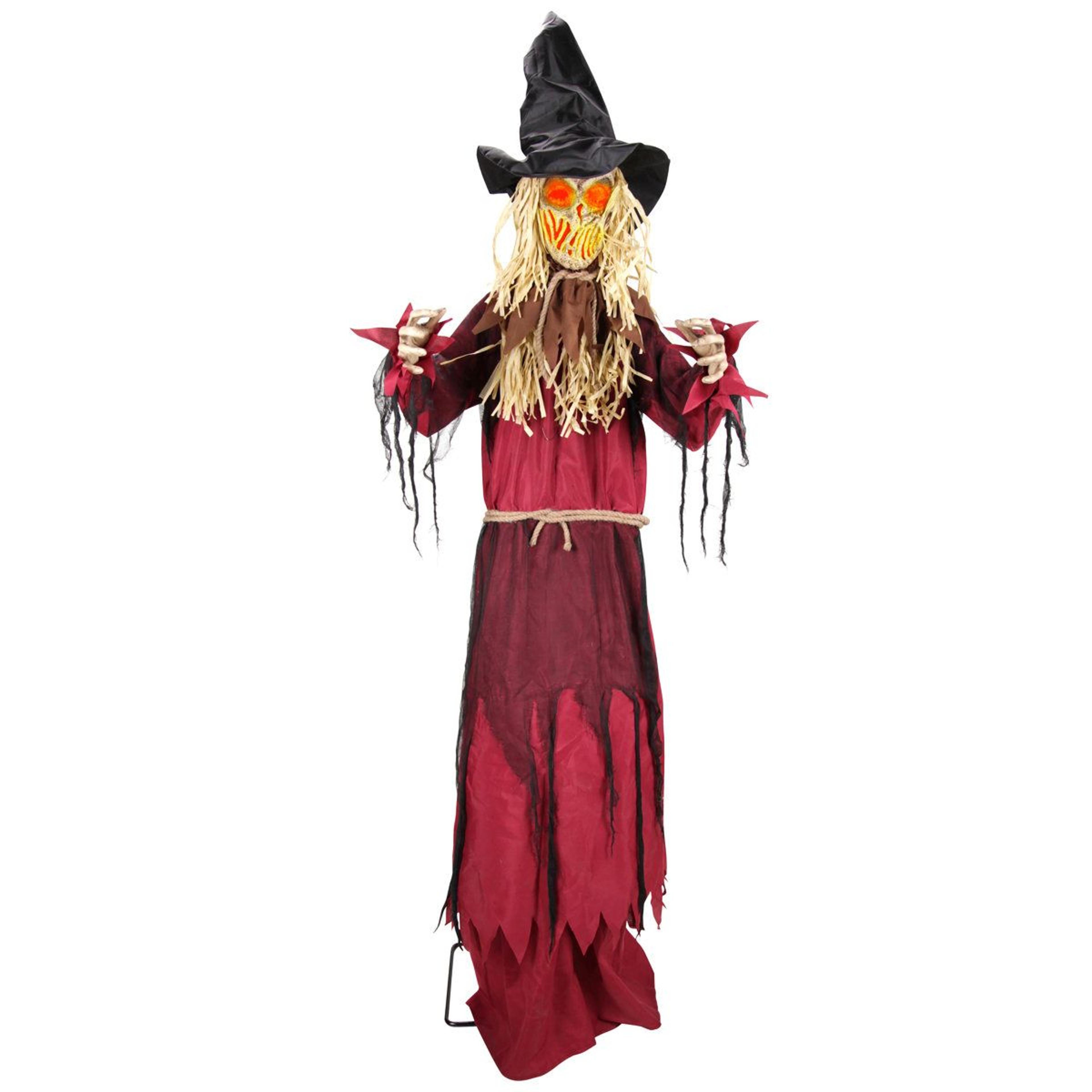 haunted hill farm 7 ft 11 in rising scarecrow halloween animatronic with red led face